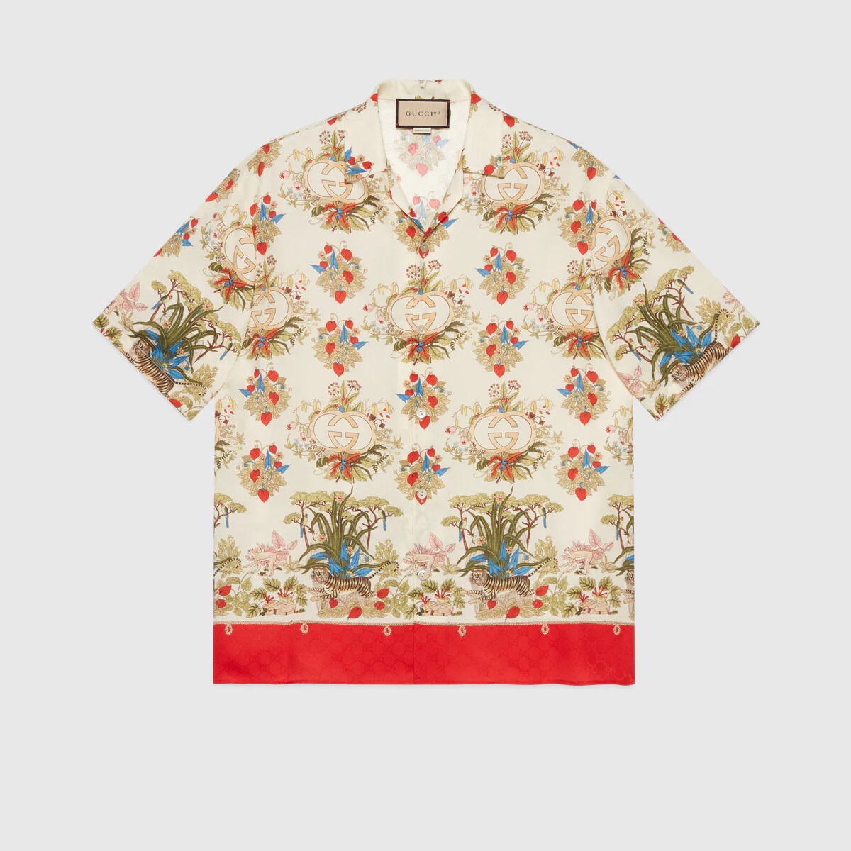 Gucci 100 floral print bowling shirt - 1