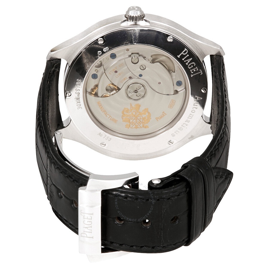 Piaget Emperador Coussin Silver Dial Black Leather Automatic Men's Watch GOA32016 - 3