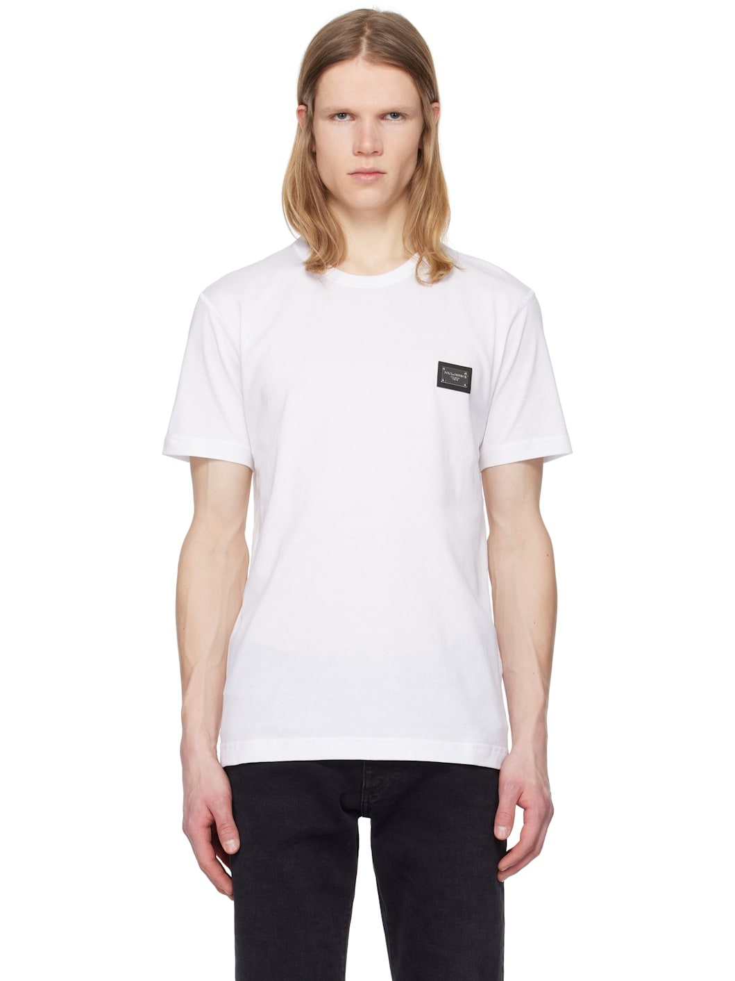 White Cotton Branded Tag T-shirt - 1