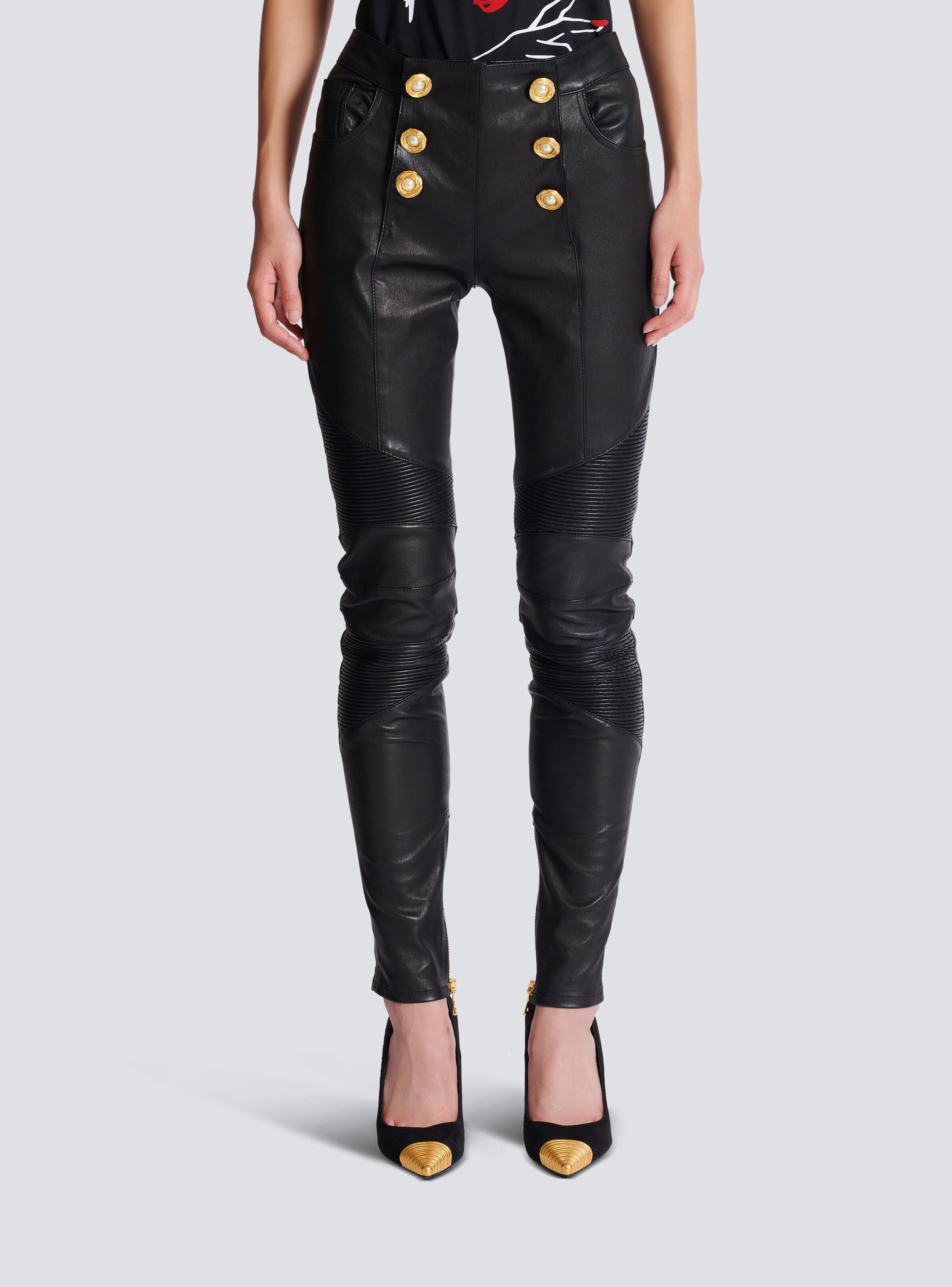 Lambskin slim-fit biker trousers - 5