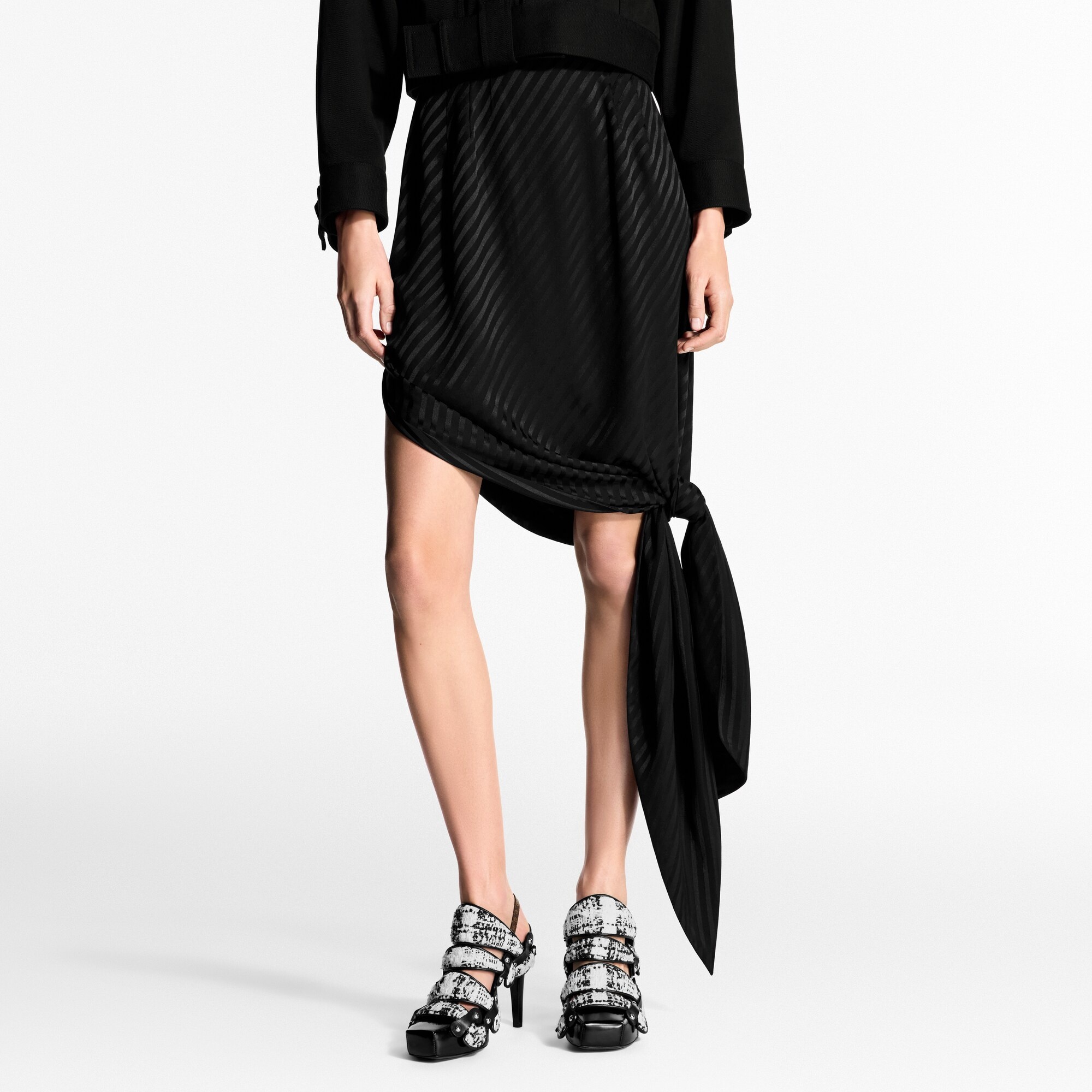 Striped Silk Knot Skirt - 2