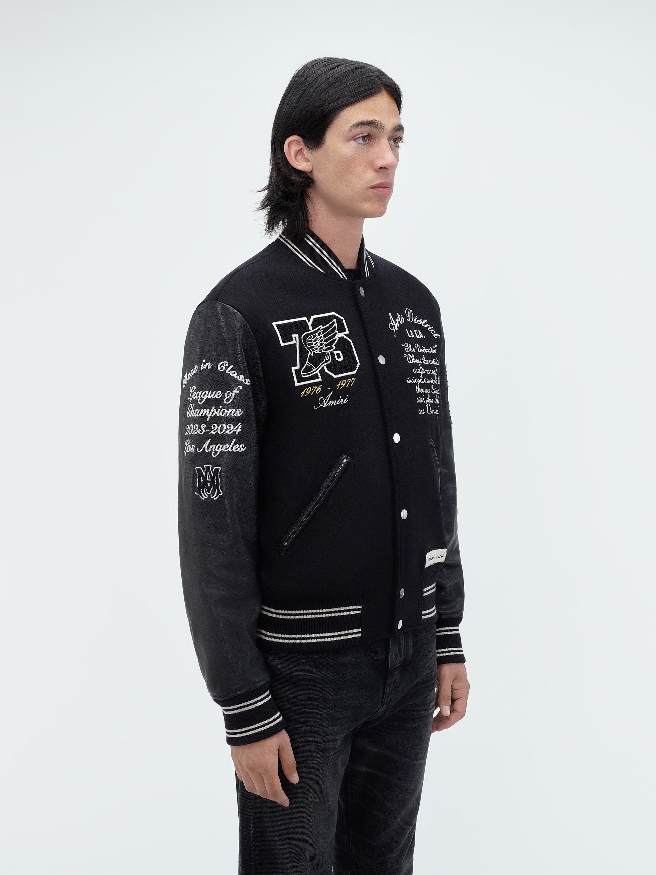 VIP価格★【AMIRI】Oversized Varsity Jacket AMIRI Black Oversized Varsity Bomber Jacket Amiri