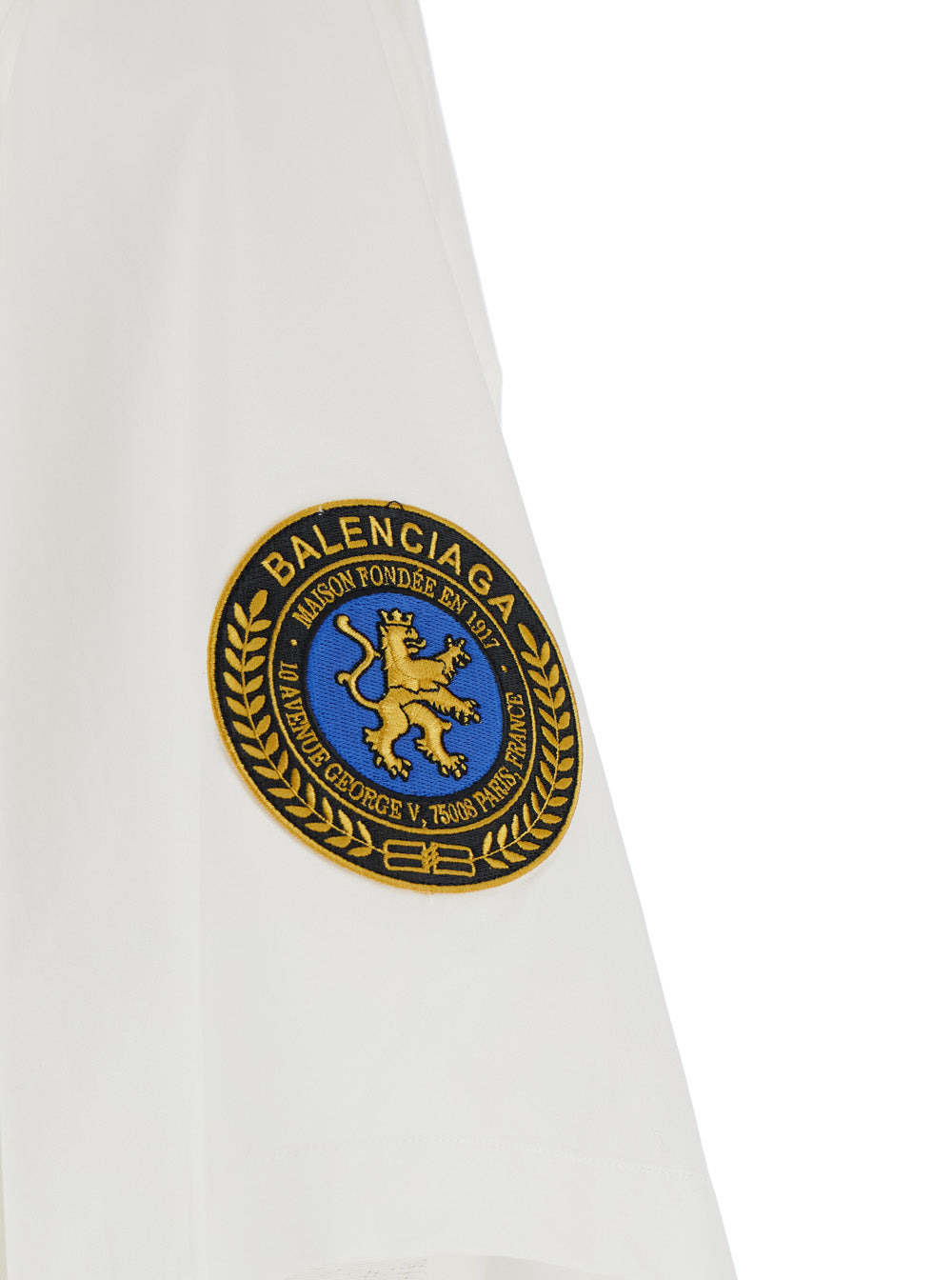 Balenciaga Men White Shirt With Logo Lettering On The Front And Logo Patch On The Sleeve In Cotton M - 4