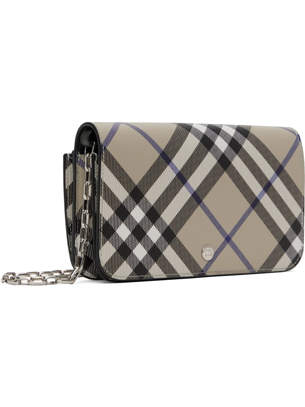 Beige Check Chain Strap Wallet Bag - 2