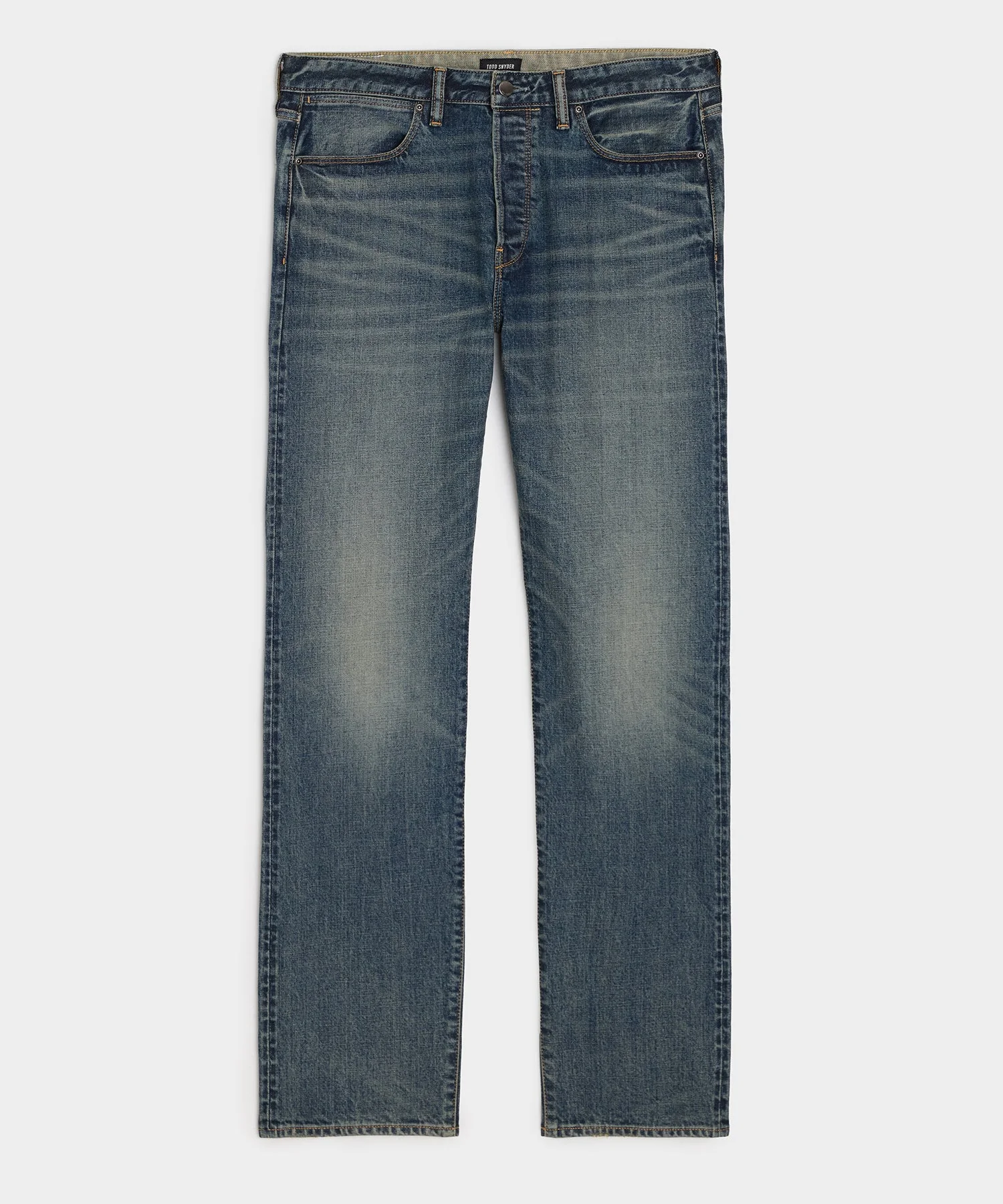 Straight Japanese Selvedge Stretch Jean in Worn Wash - 1