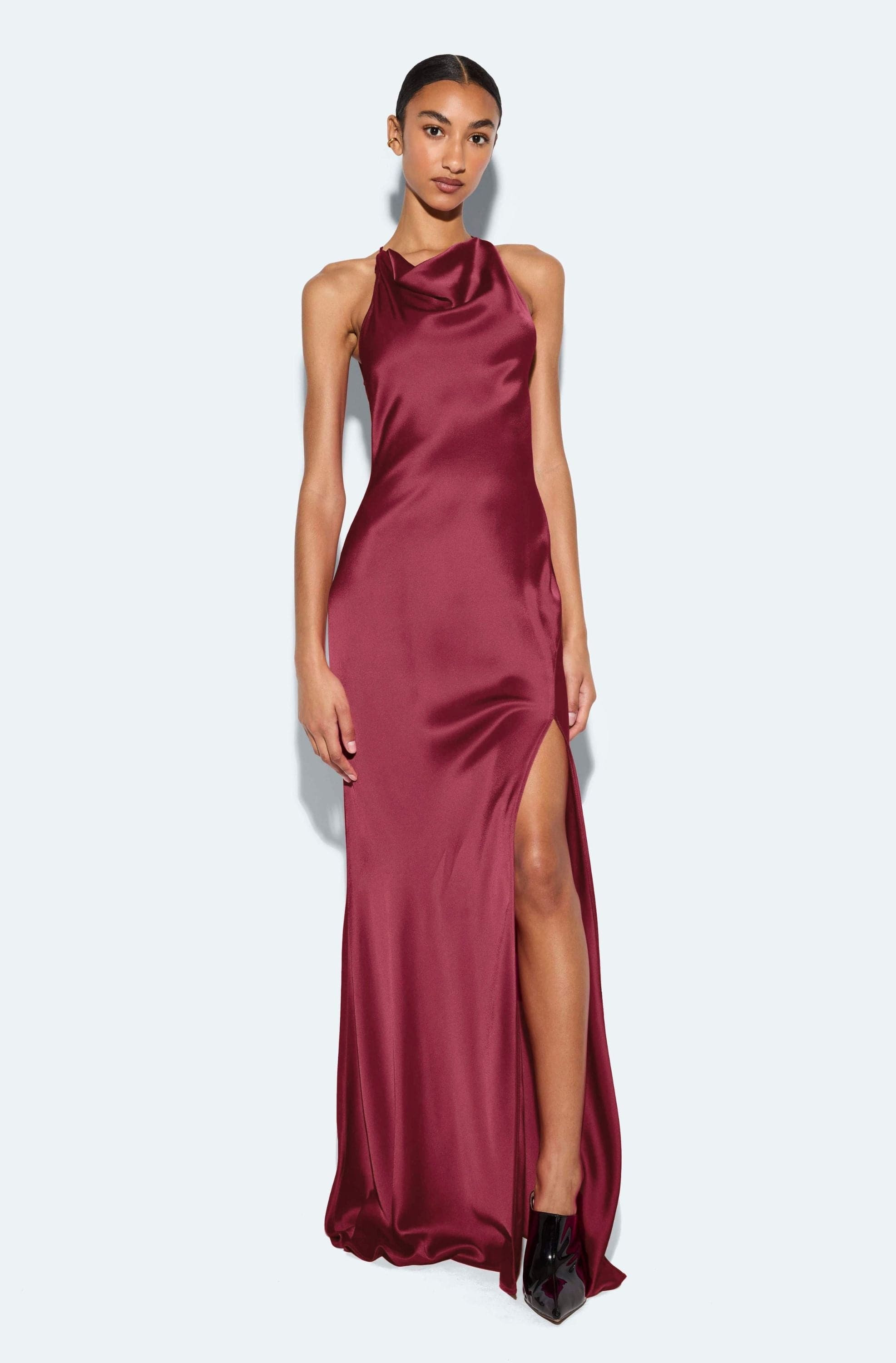 Satin Halter Gown - 2