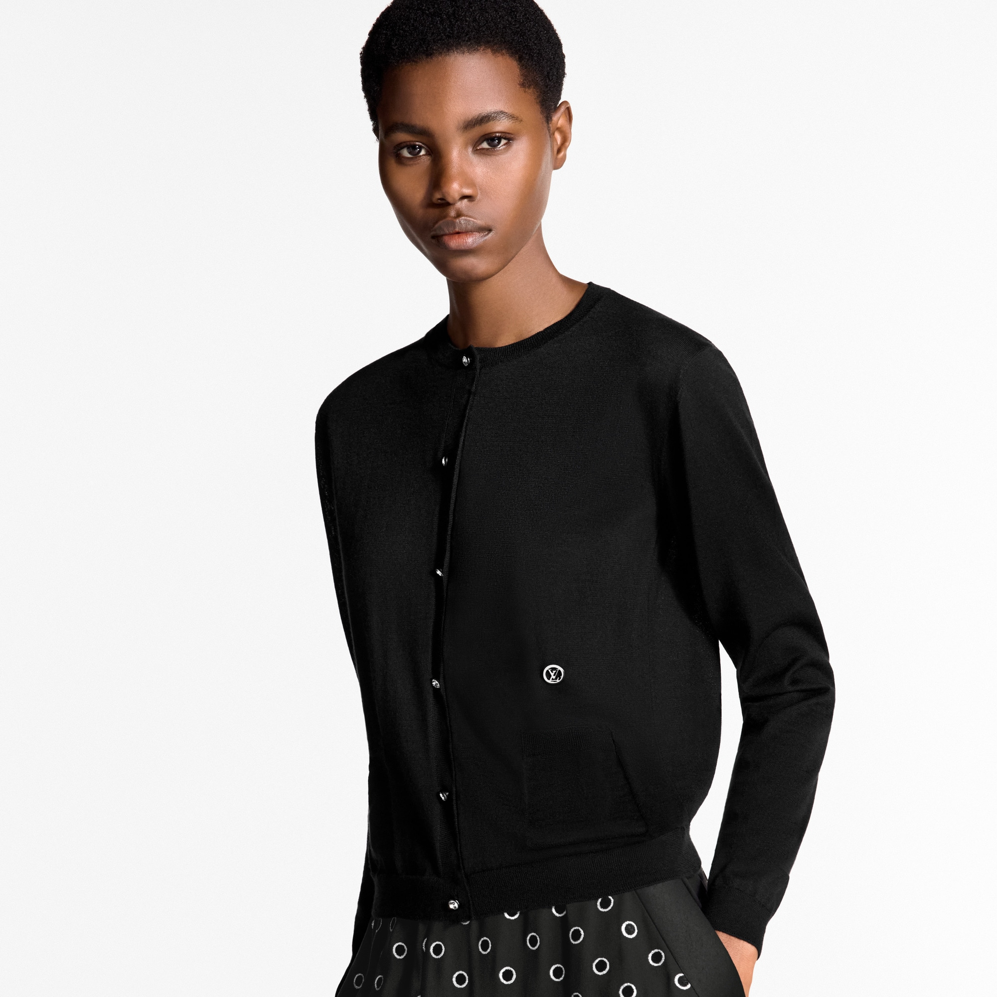 Rhinestone Button Cardigan - 5