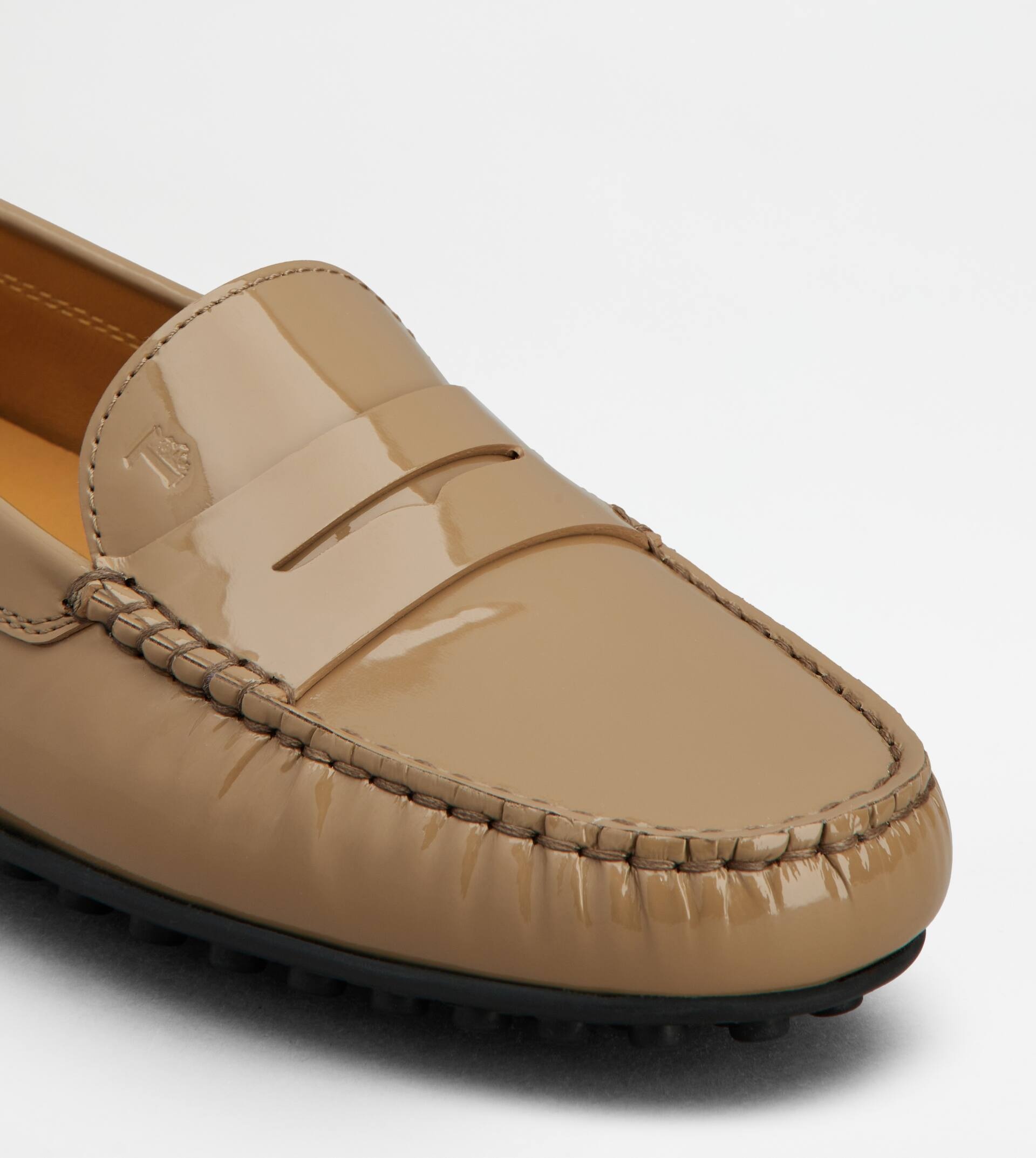 CITY GOMMINO DRIVING SHOES IN PATENT LEATHER - BROWN - 6