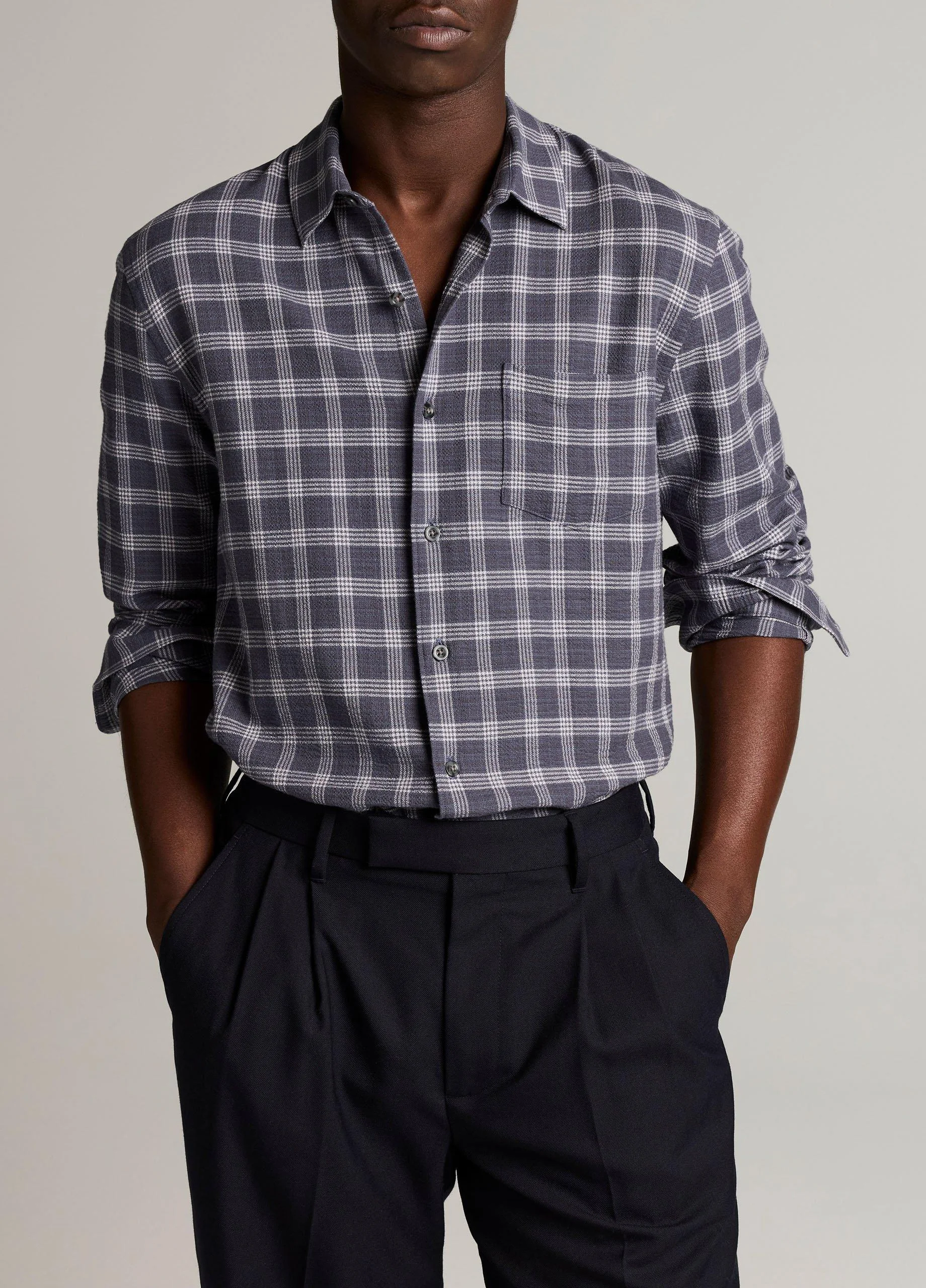 Simmons Plaid Stretch-Cotton Button-Front Shirt - 1