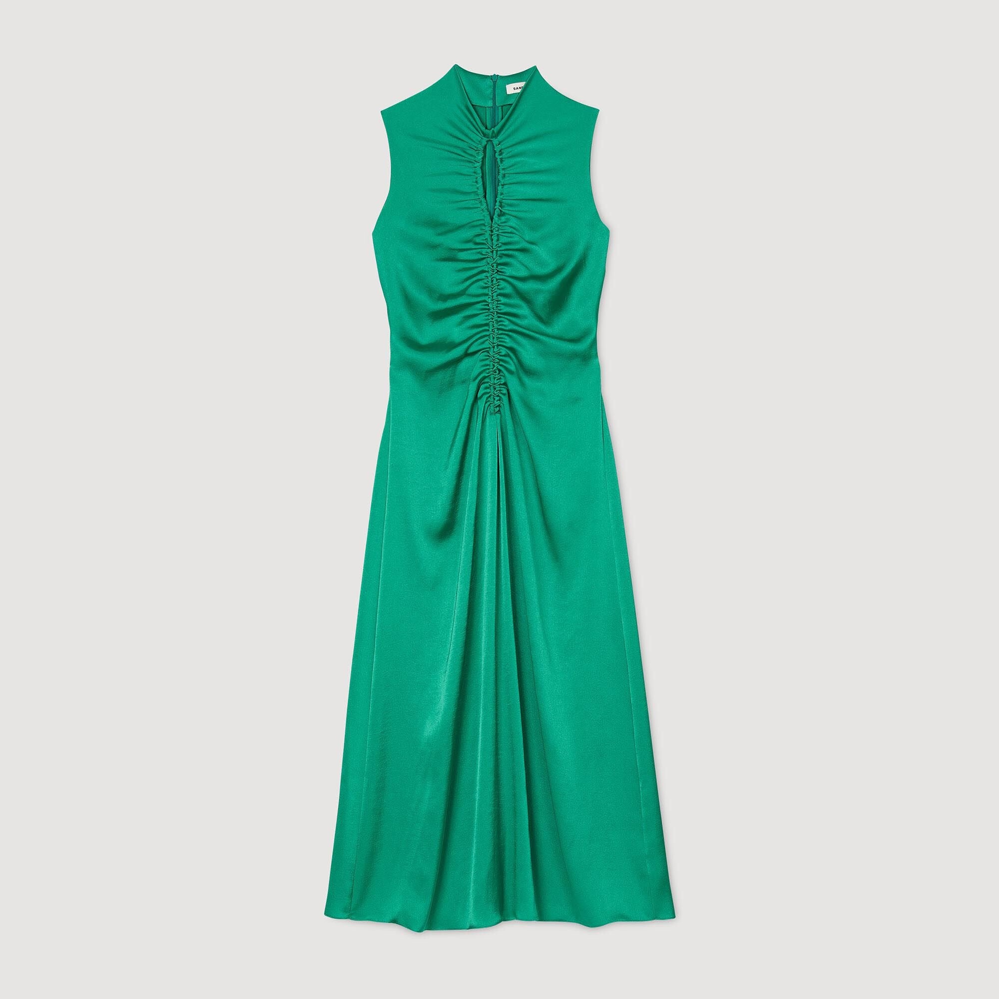 DRAPED SATIN-EFFECT DRESS - 6