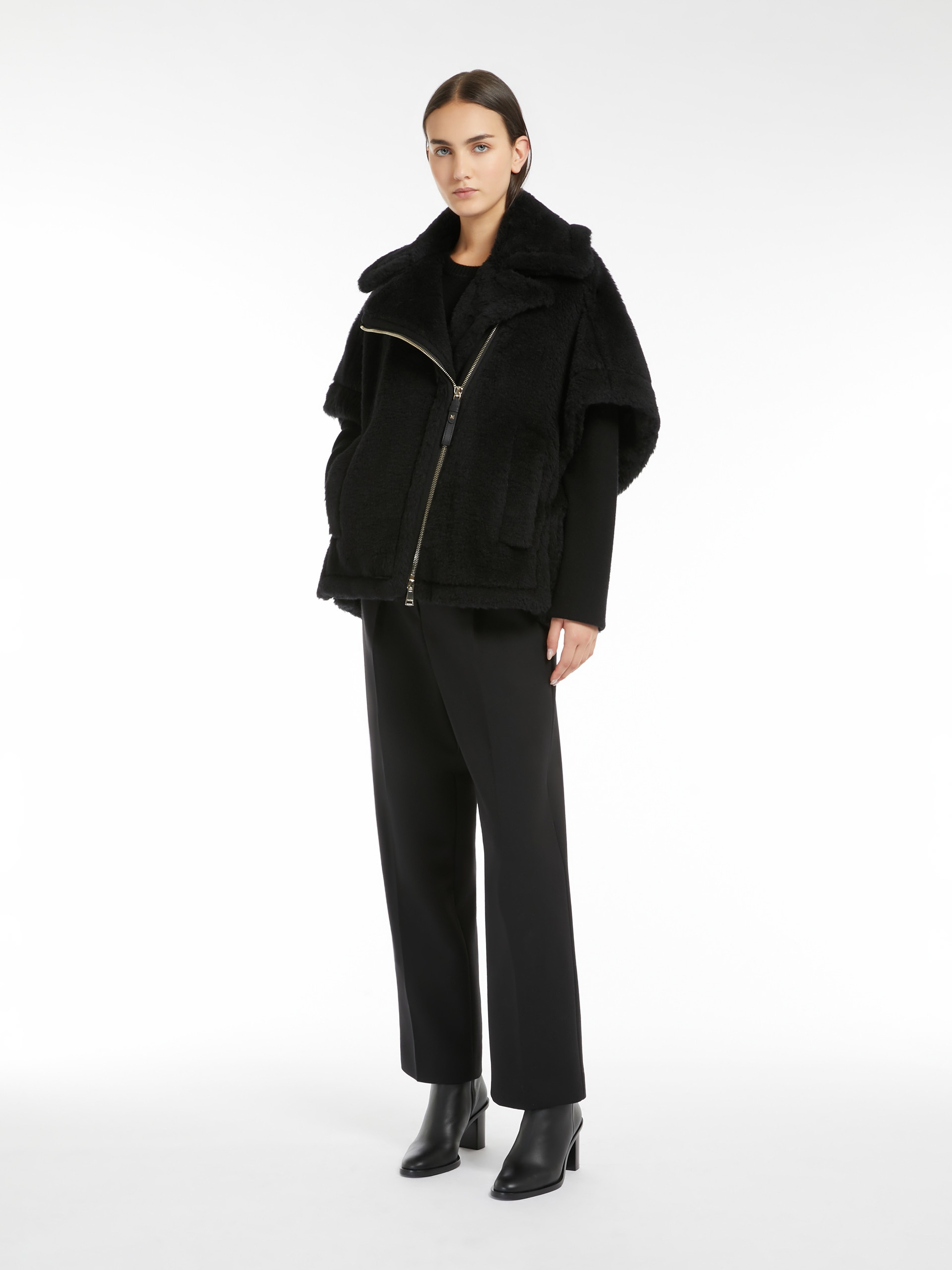 【関税＆送料込み】Max Mara Newmant Biker Jacket Cape In Wo Max Mara Newmant Biker Jacket Cape In Wool And Alpaca Teddy