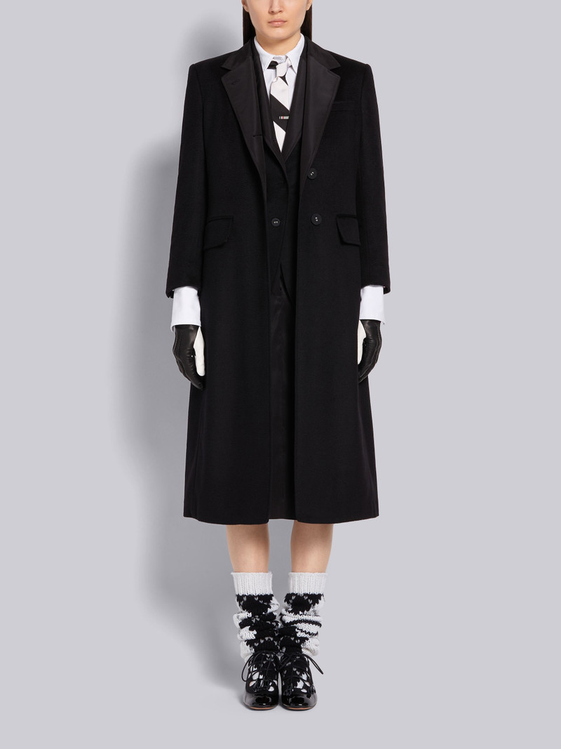Black Cashmere Zibeline Wide Lapel Overcoat 4