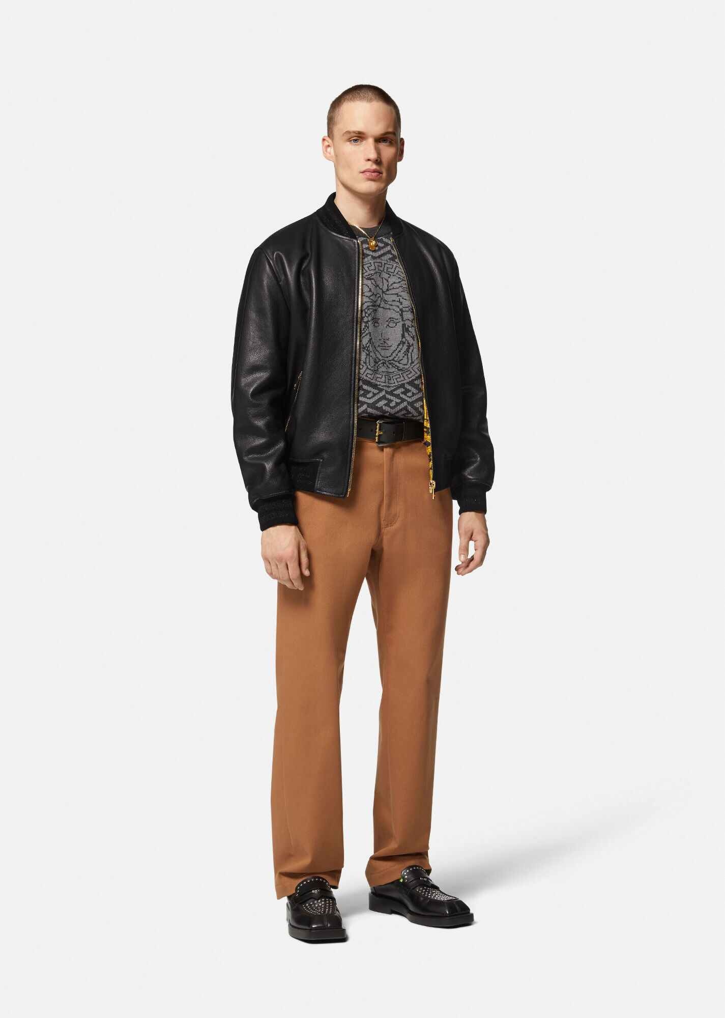 Greca Leather Bomber Jacket - 2
