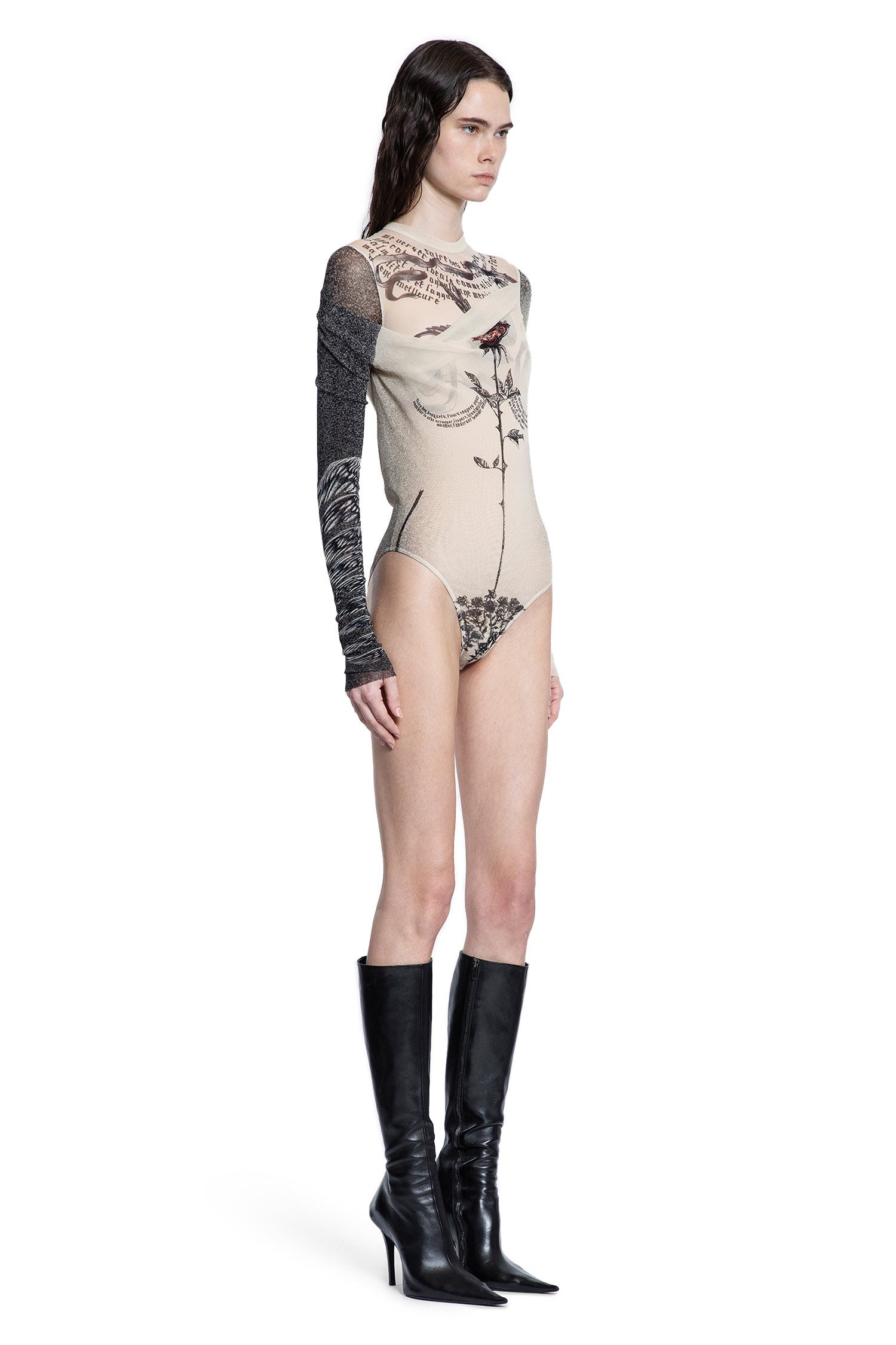 Tattoo-Rose-And-Bird-Bodysuit - 3