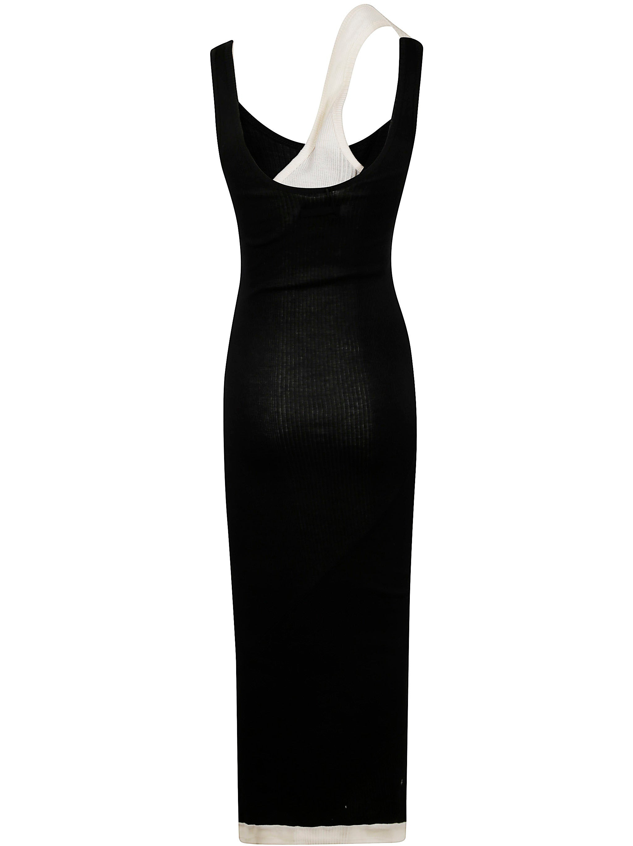 Jean Paul Gaultier Women Cotton Ribbed Twisted Double Layer Sleeveless Dress - 2