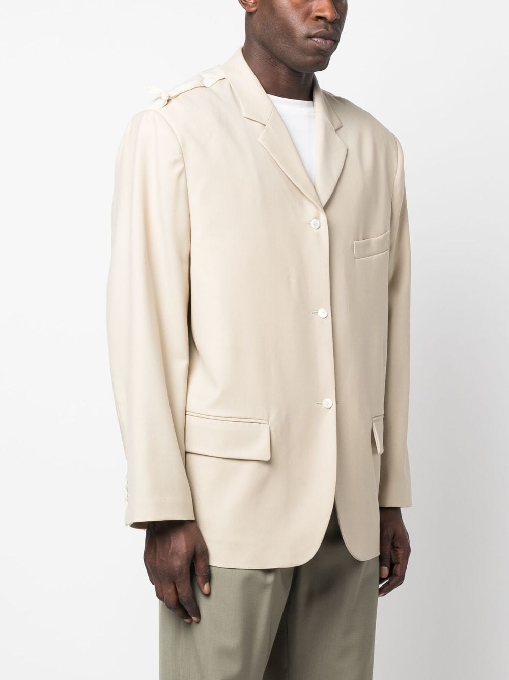patchwork-panel single-breasted blazer - 4