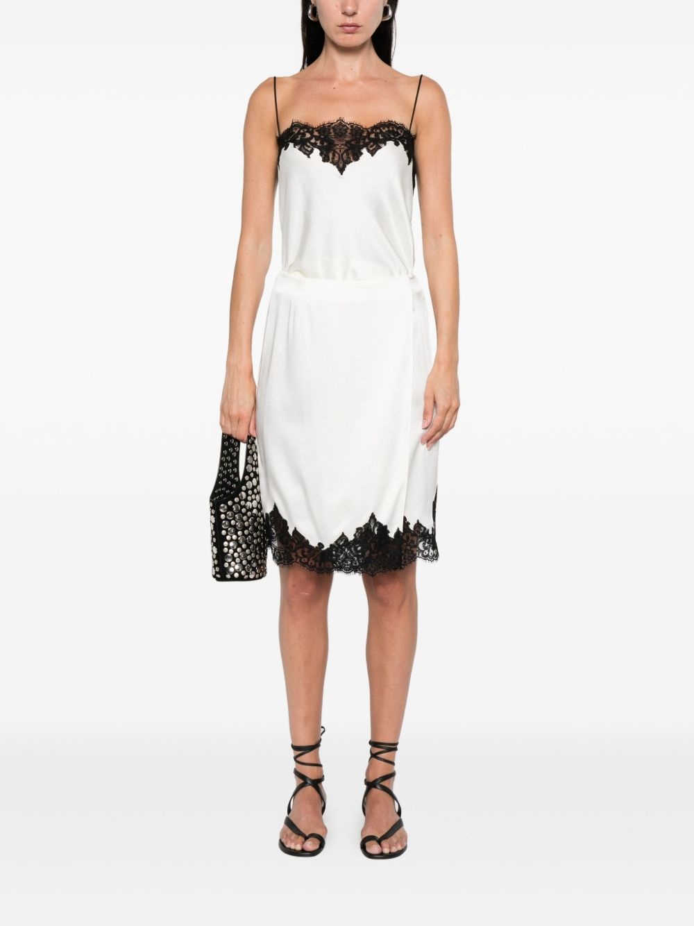 sleeveless lace satin top - 2