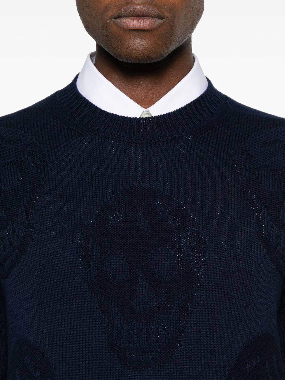 skull-intarsia cotton sweatshirt - 5