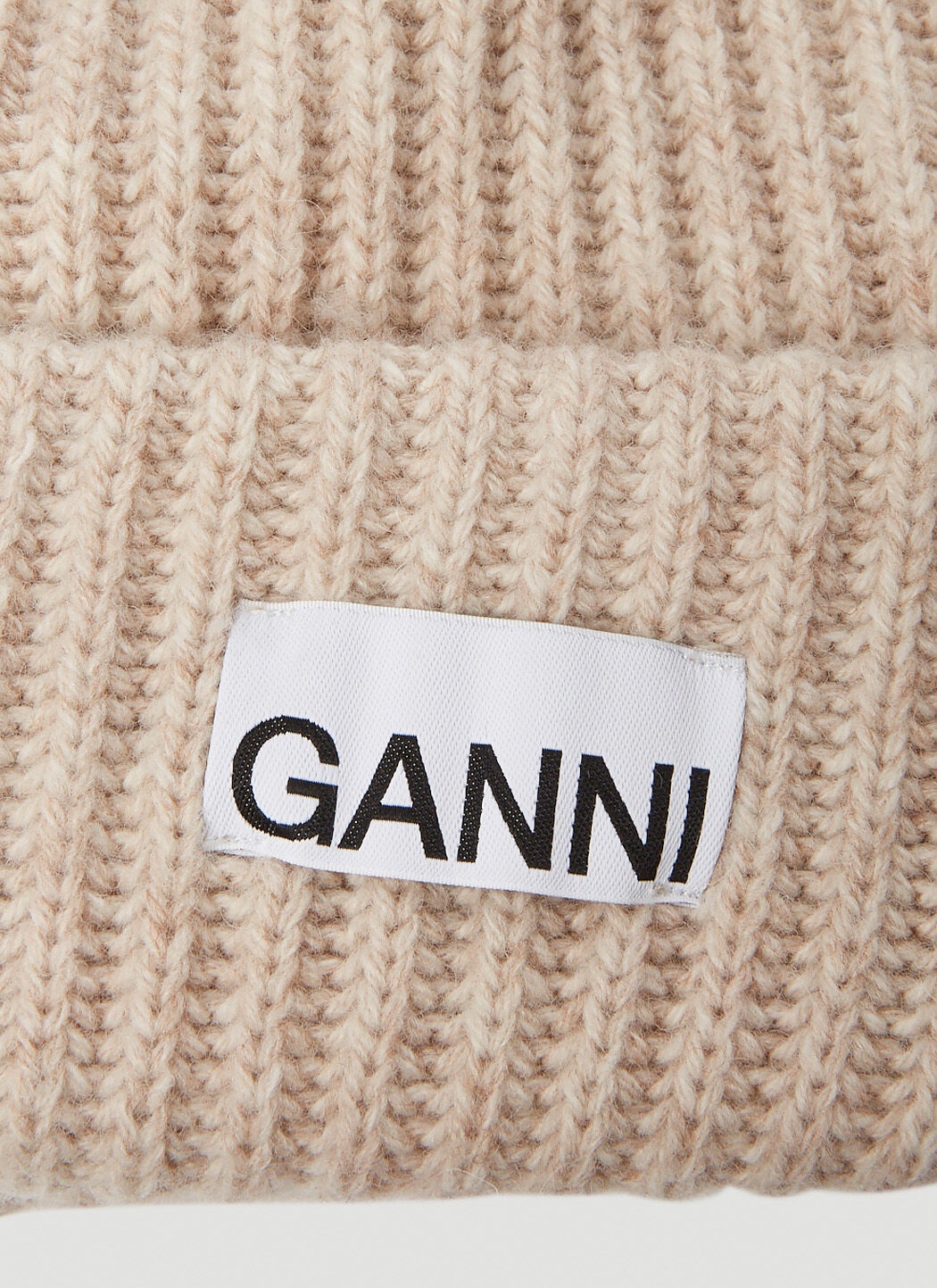 GANNI Logo Patch Ribbed Beanie Hat | lncc | REVERSIBLE