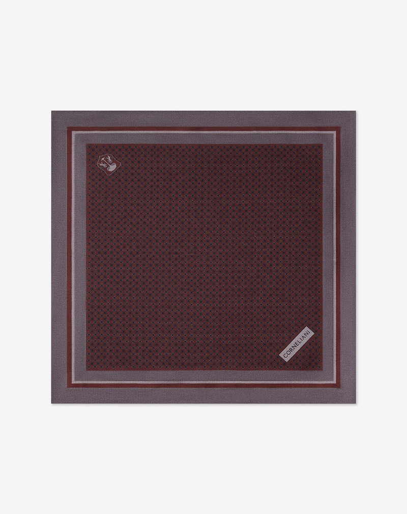 Burgundy/Grey pure silk pocket square 1