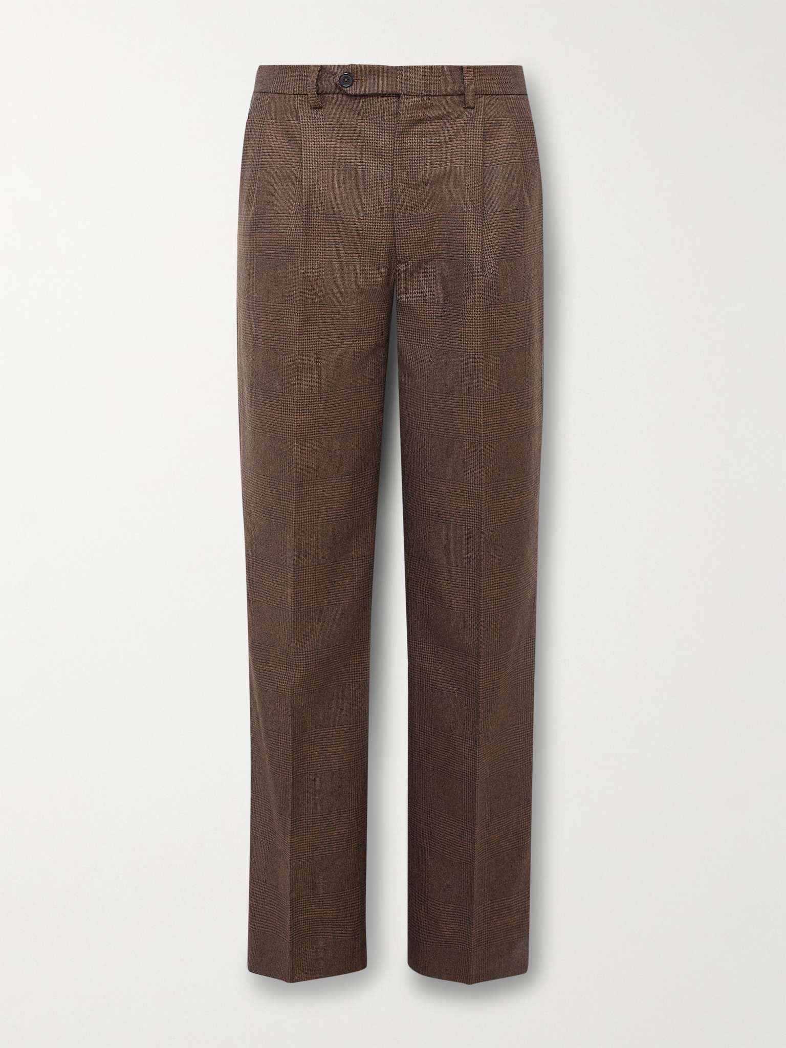 Straight-Leg Pleated Prince of Wales Checked Wool-Blend Suit Trousers - 1
