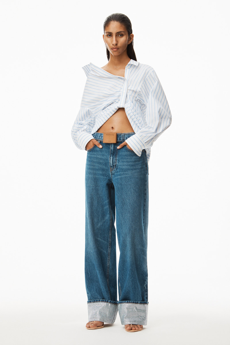 Alexander Wang CRYSTAL CUFF STRAIGHT JEAN IN DENIM outlook