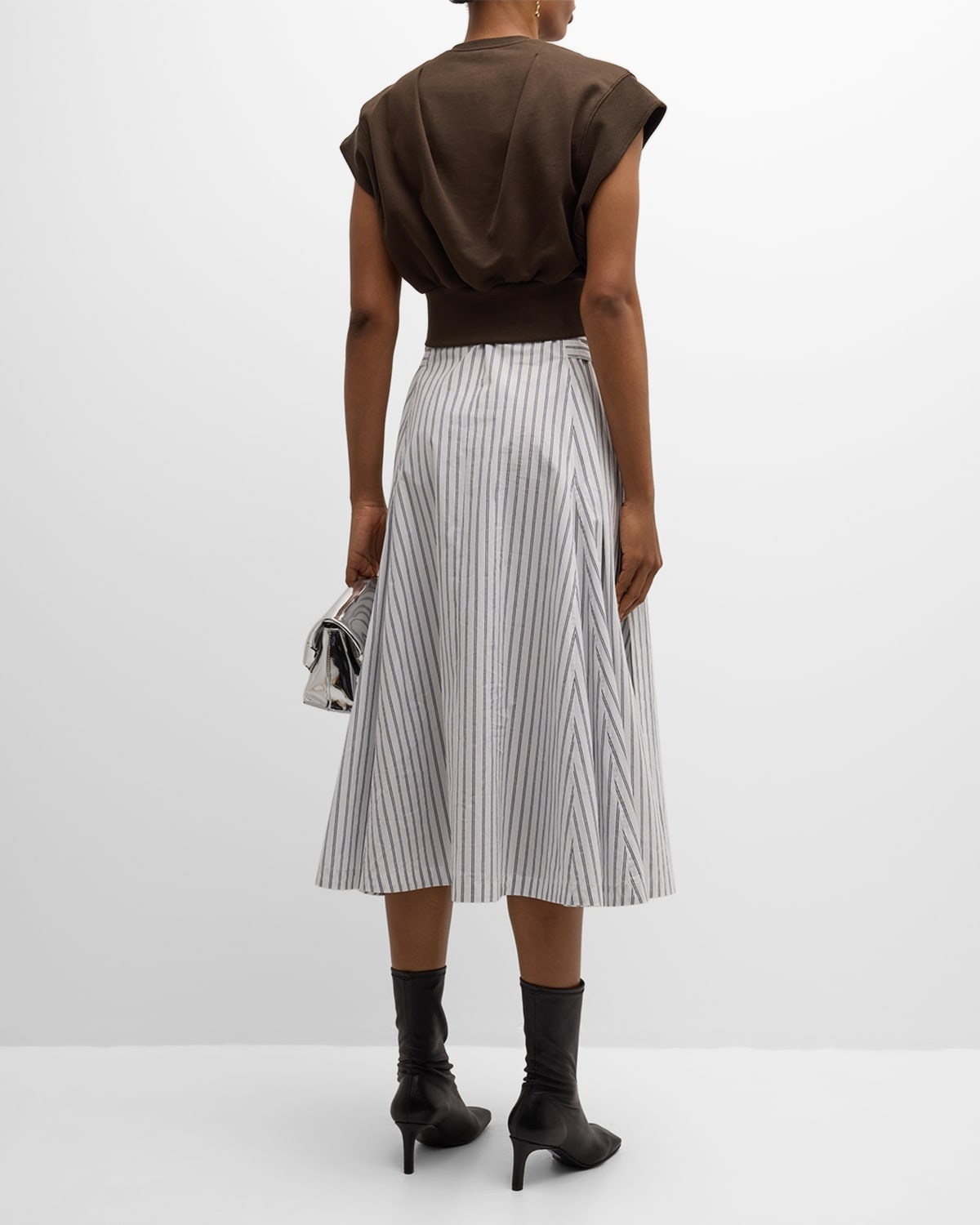 Sweatshirt Combo Dress with Pleated Skirt - 6