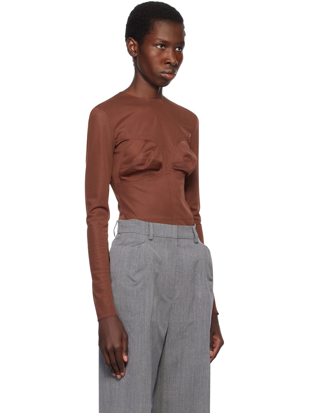 Brown Dummy Shaped Mesh Top - 2