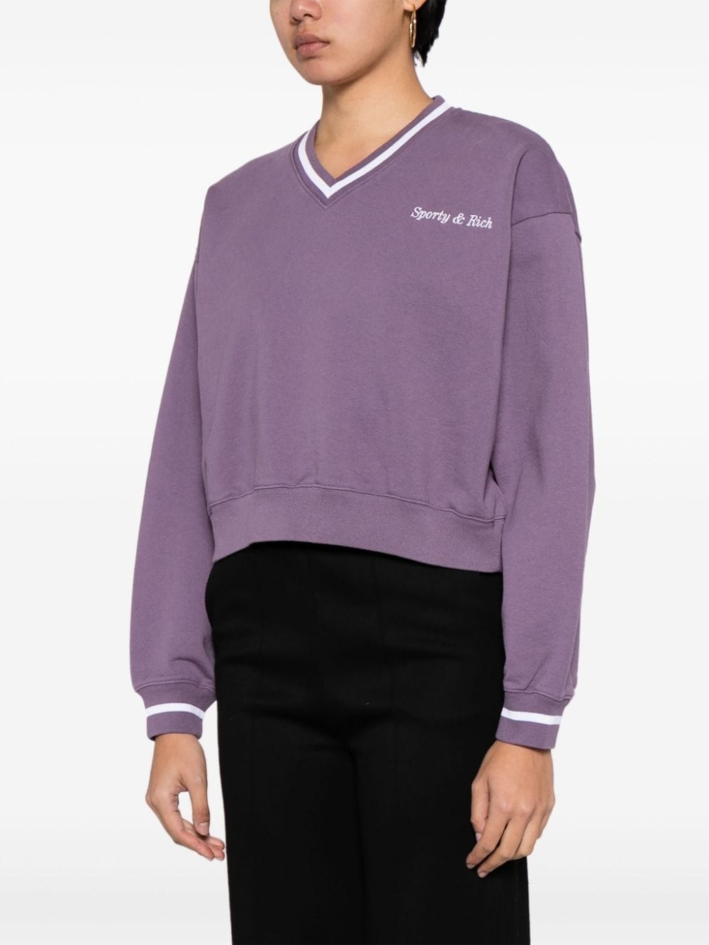 logo-embroidered V-neck sweatshirt - 3