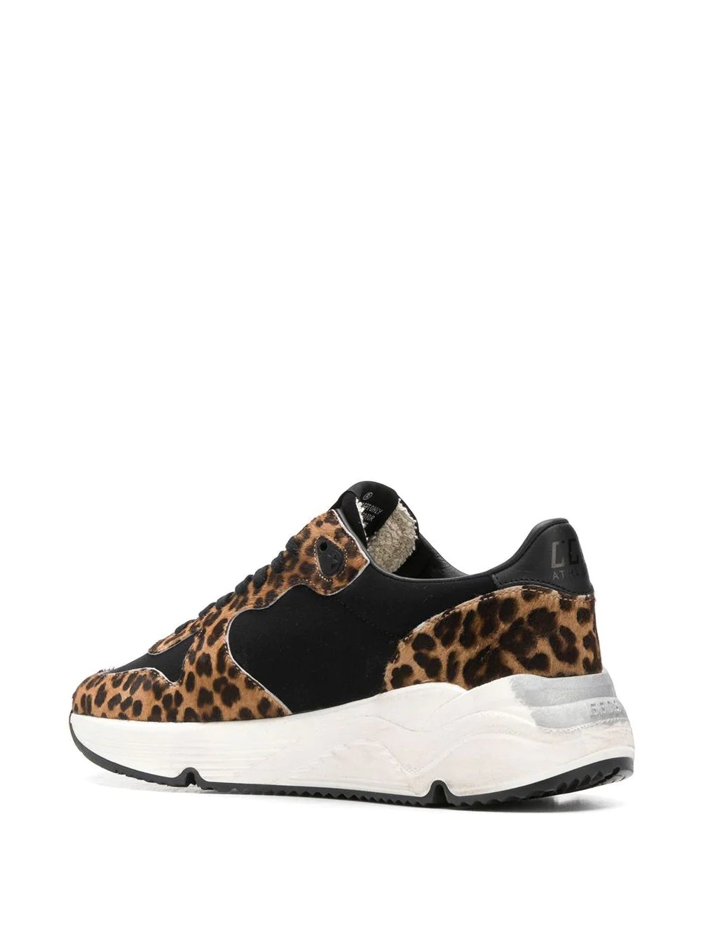 black Running Sole leopard print low-top leather sneakers - 3