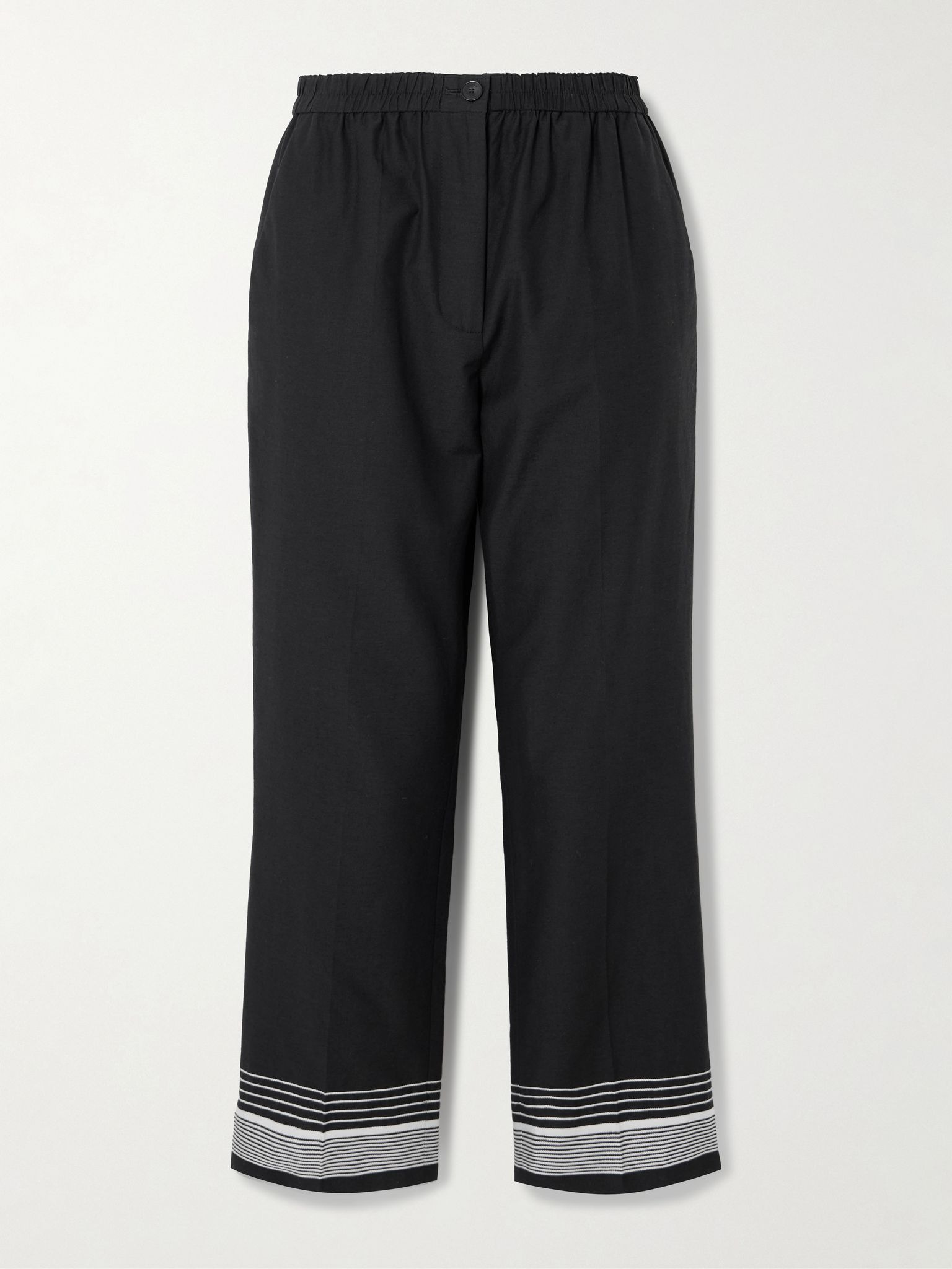 Tottenham cropped embroidered cotton-blend straight-leg pants Black - 1