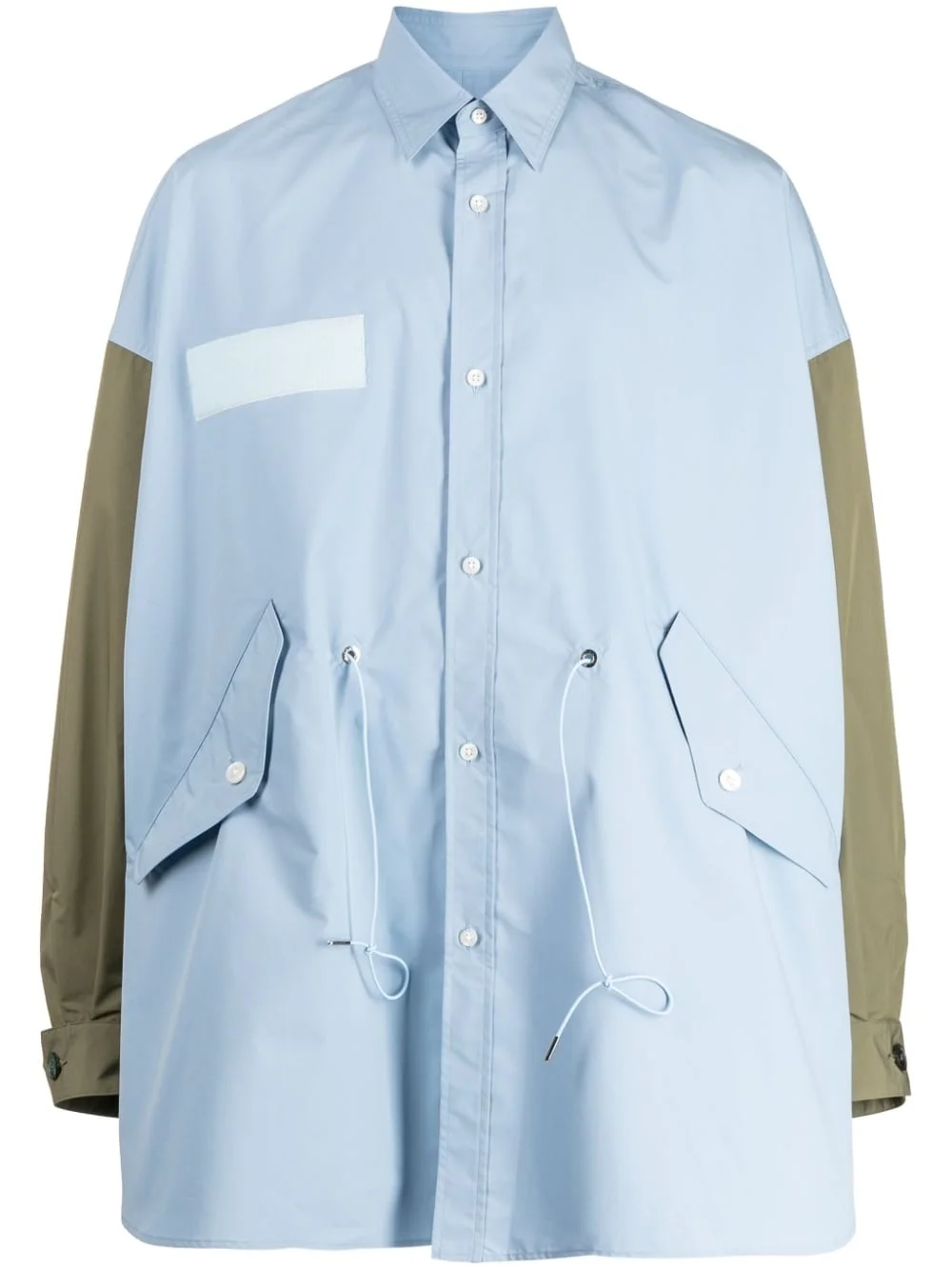 two-tone drawstring-waist shirt - 1