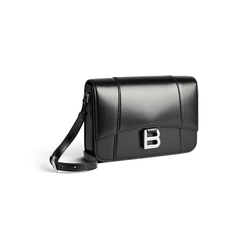 BALENCIAGA Women's Hourglass Medium Flap Bag in Black outlook