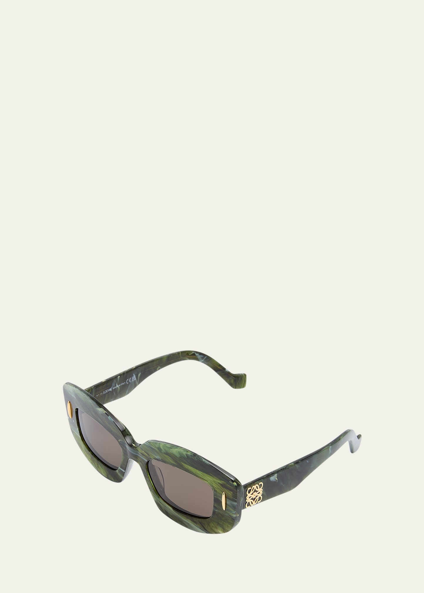 Jade Acetate Rectangle Sunglasses With Golden Accents - 2
