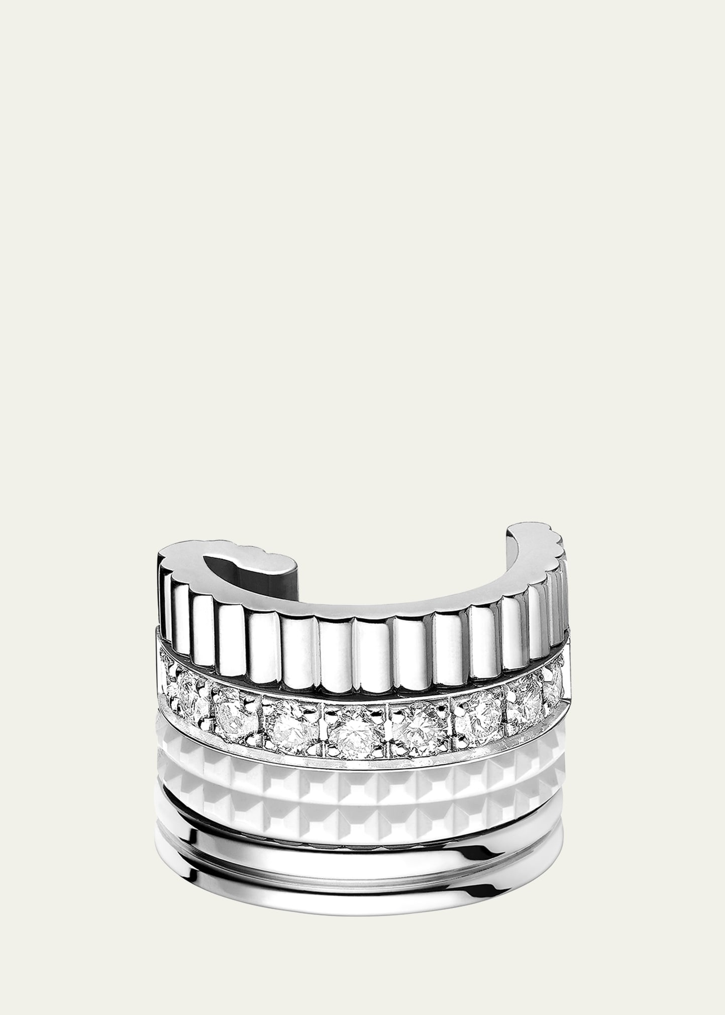 Quatre Double White Edition Clip Earring, Single - 2