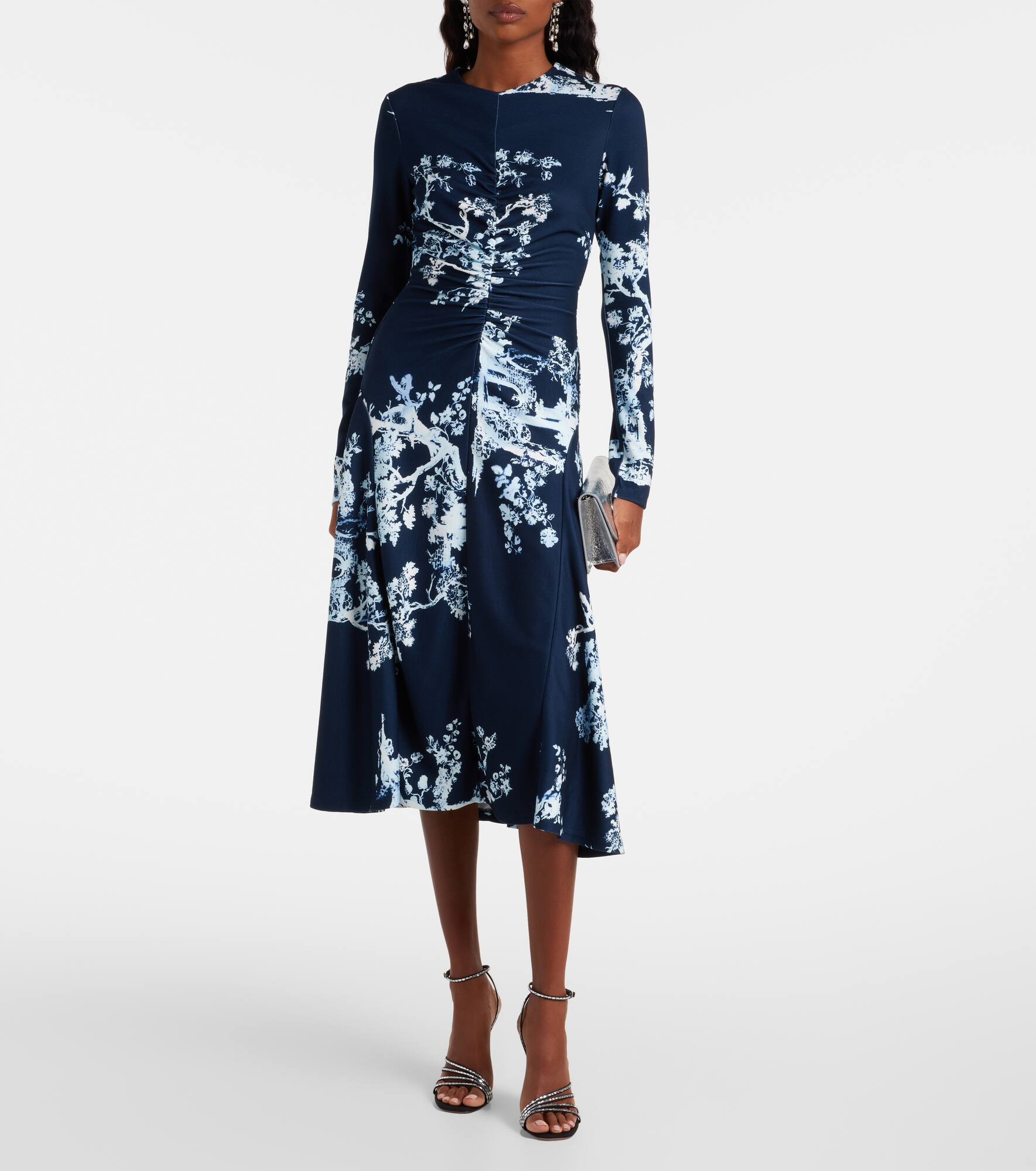 Floral gathered midi dress - 2