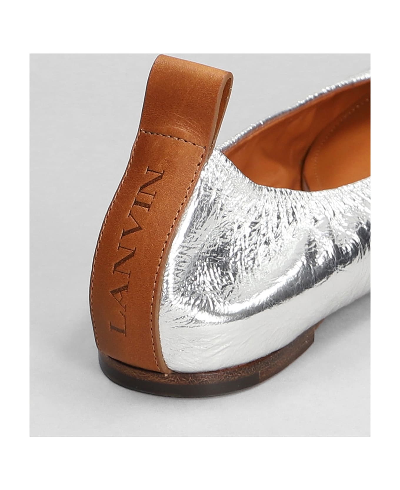 Ballerina Ballet Flats In Silver Leather - 5
