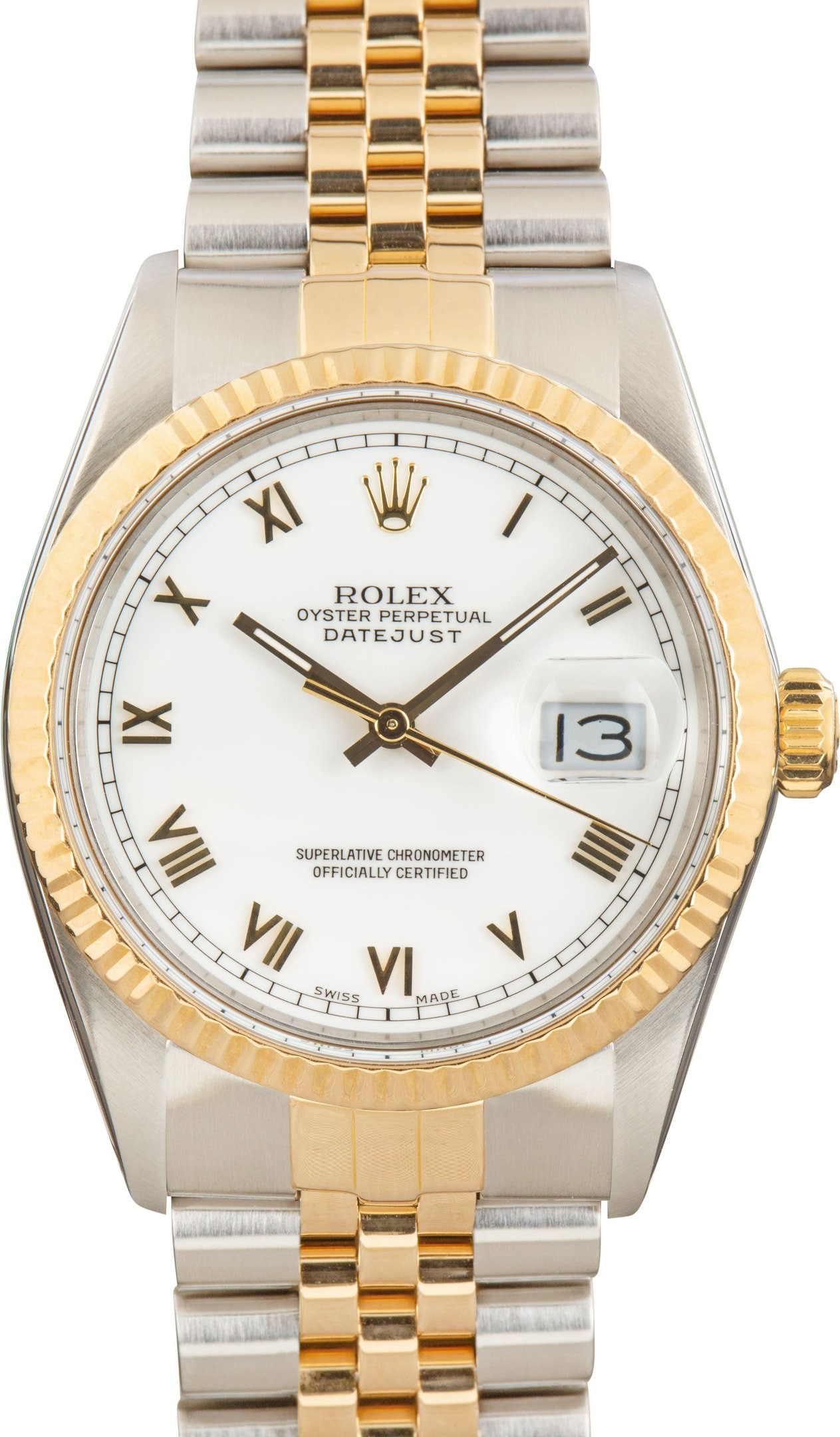 Rolex Datejust Ref 16013 White Roman Dial - 1