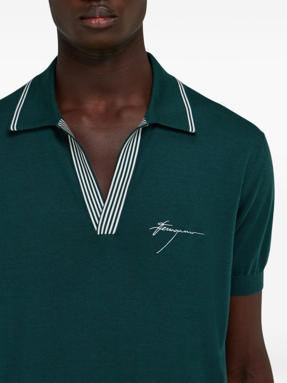 striped-collar T-shirt - 5