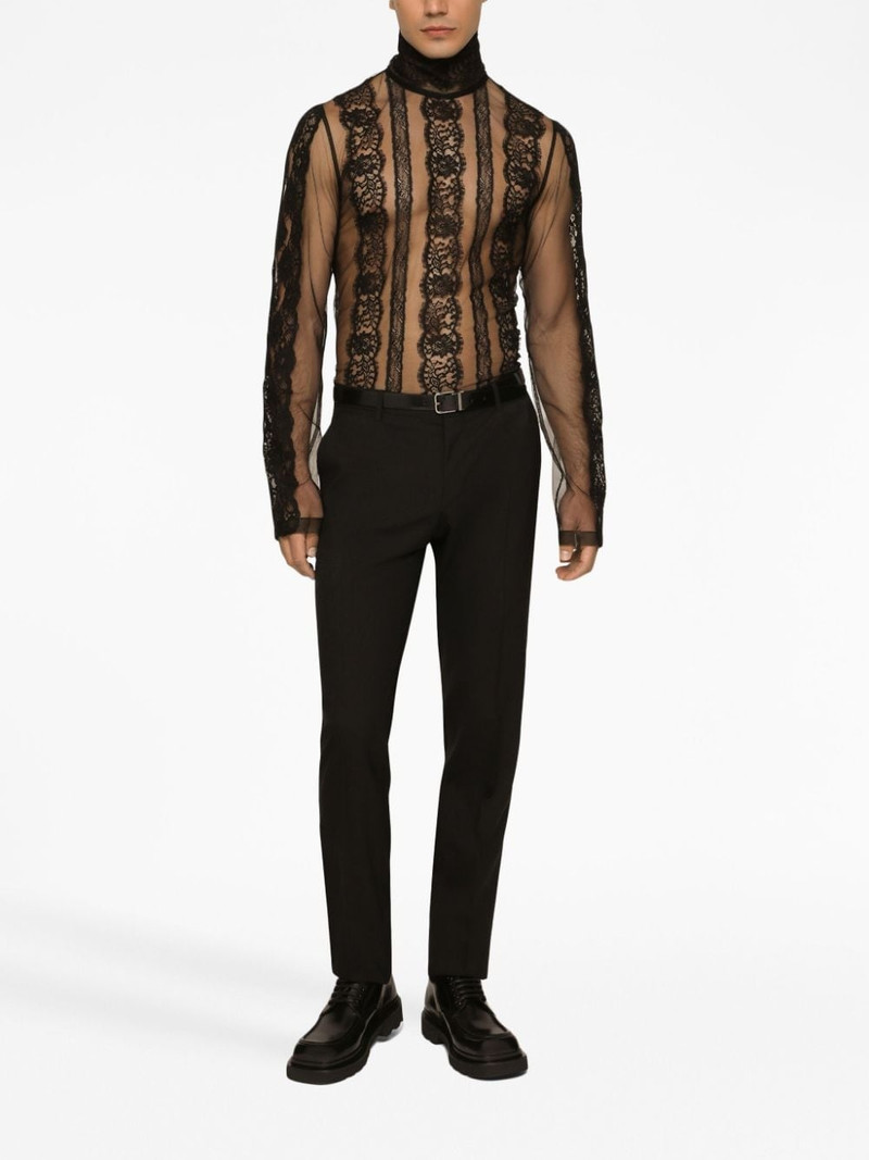 Dolce & Gabbana lace-detail translucent shirt outlook