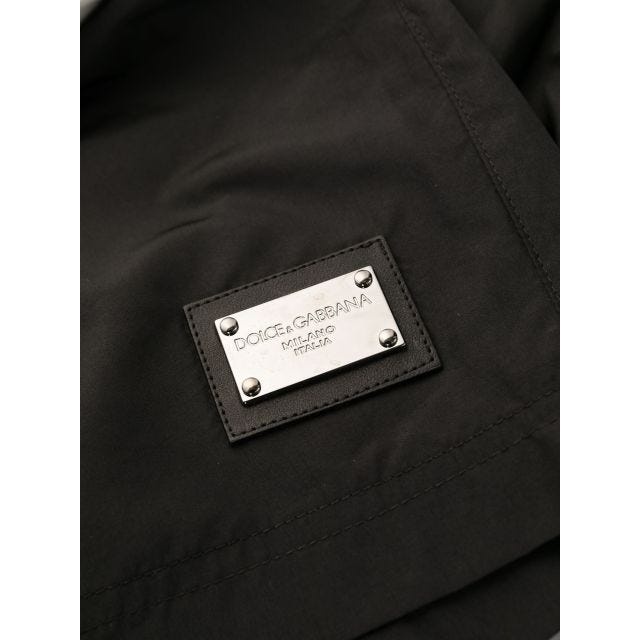 Black logo-plaque drawstring-waist shorts - 3