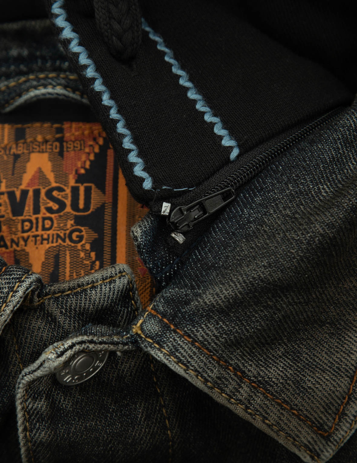 ETHNIC-INSPIRED WHEEL OF WISDOM PRINT AND EMBROIDERY RELAX FIT DENIM JACKET - 13