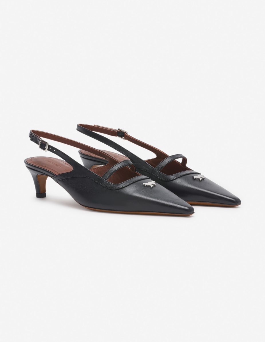 LEATHER POINTY SLING BACK - 3