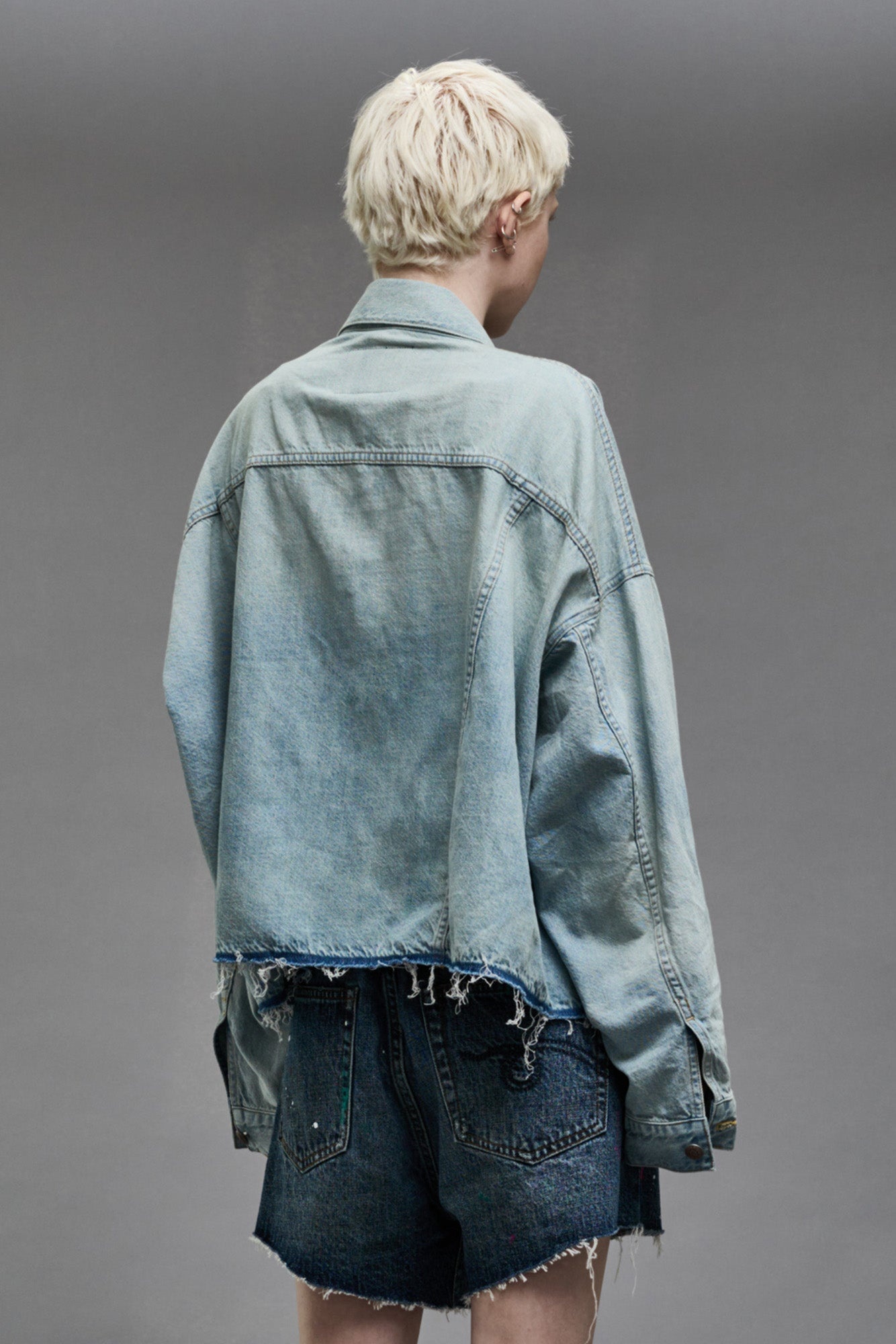 OVERSIZED CUT-OFF TRUCKER JACKET - LENNON BLUE - 5