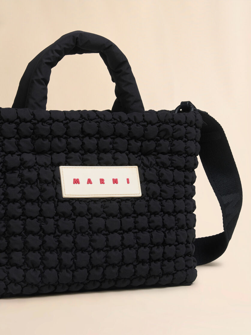 BLACK NYLON PUFF SMALL TOTE BAG - 5