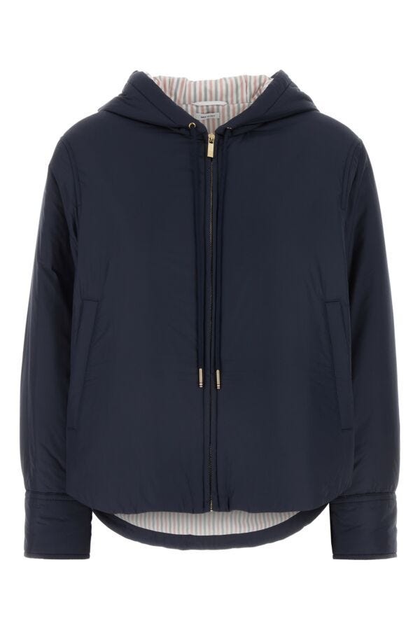 Thom Browne Woman Navy Blue Polyester Down Jacket - 1