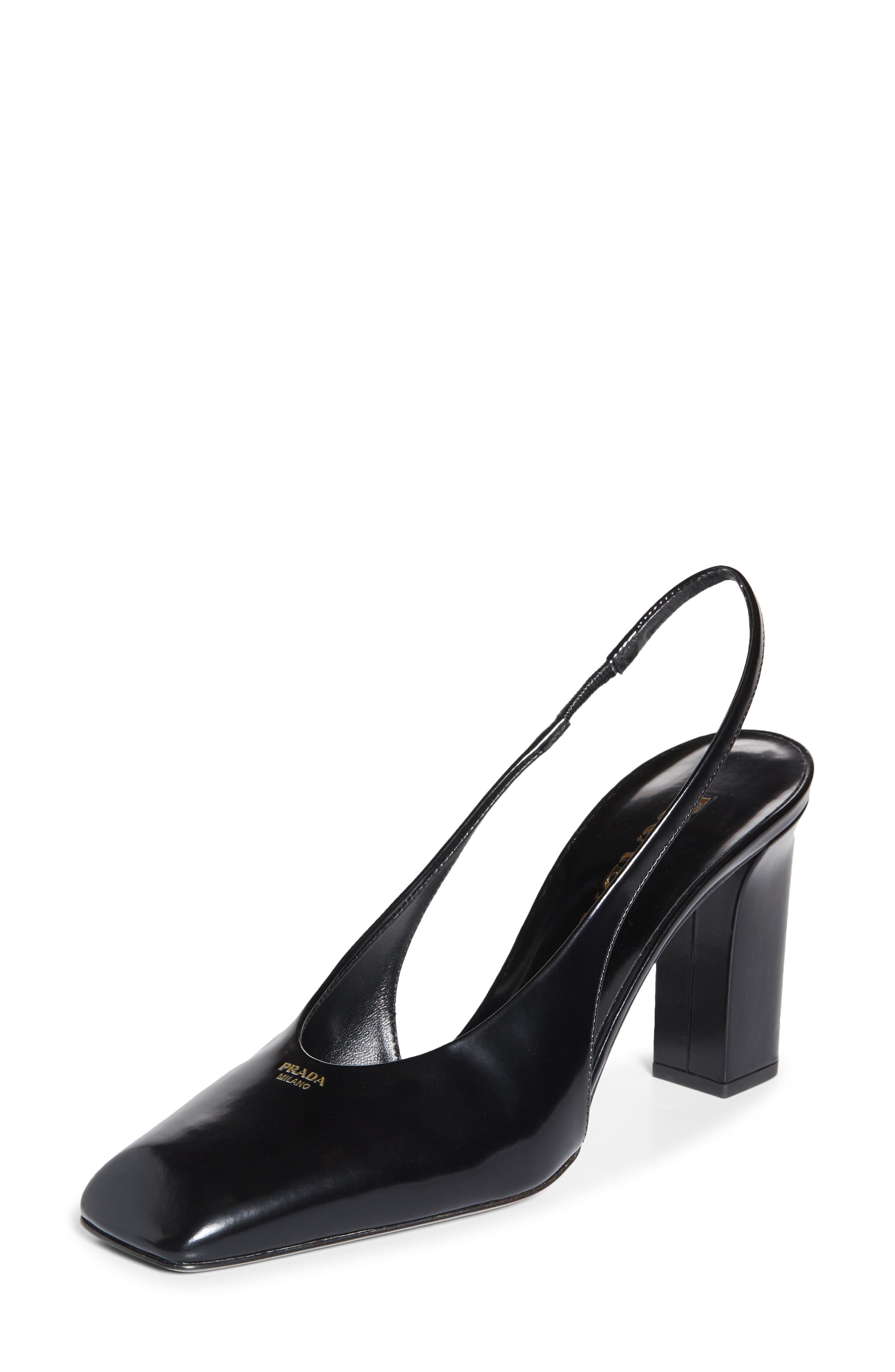 Prada Modellerie Square Toe Slingback Pump in F0002 - 1