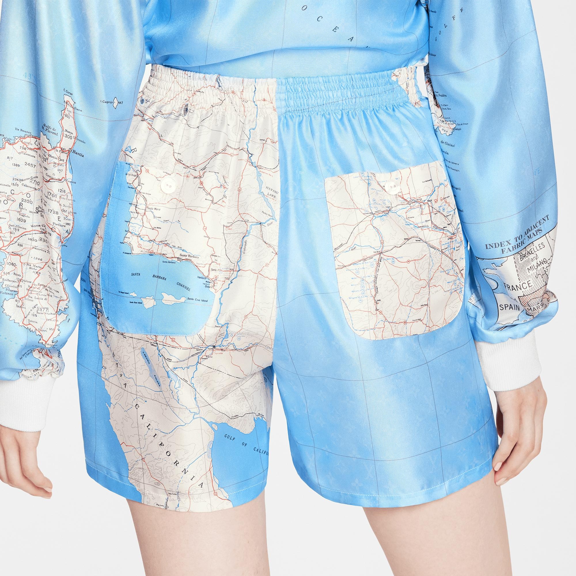 Map Print Pajama Shorts - 5