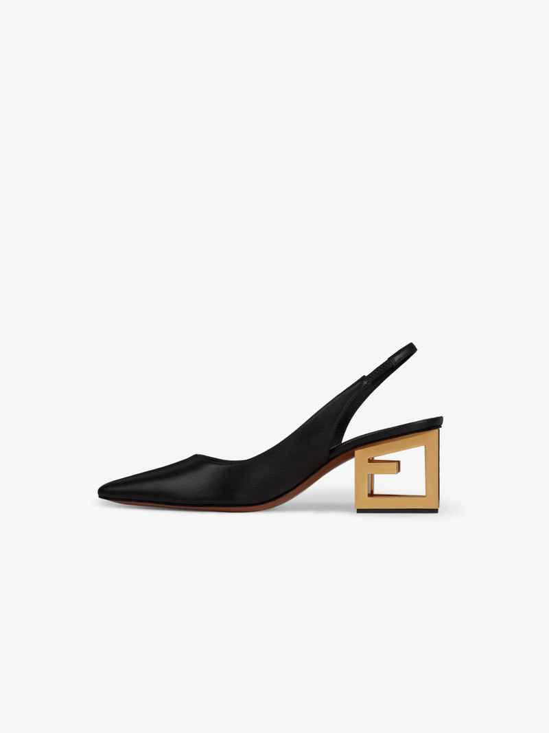 Pumps in leather with triangular G heel 5