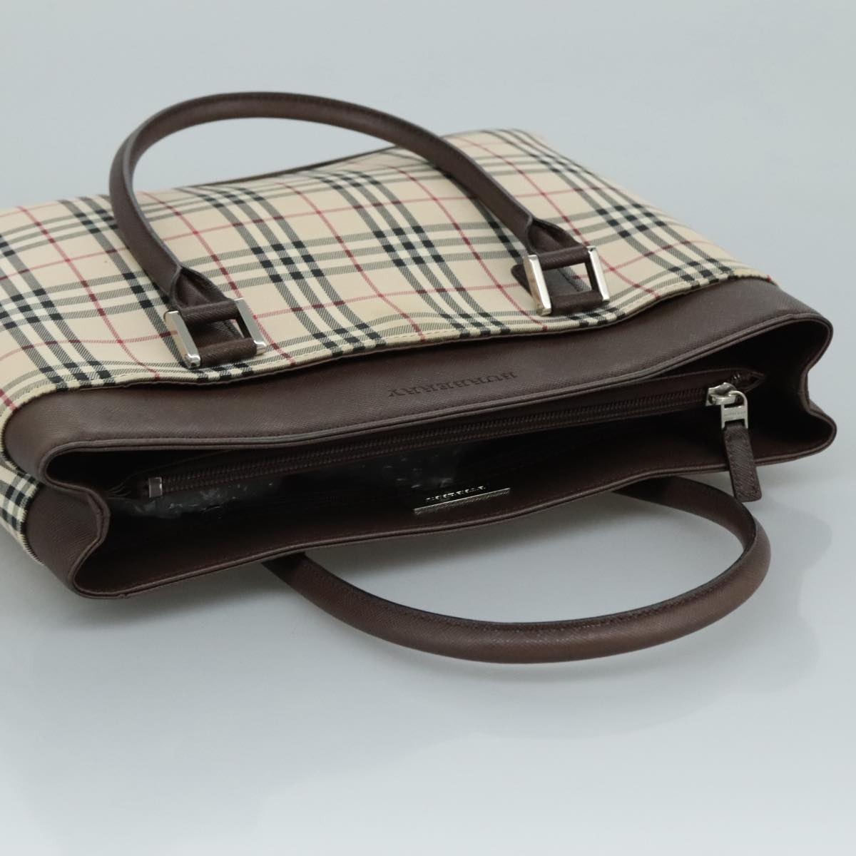 Burberry Nova Check Hand Bag Canvas Beige - 6